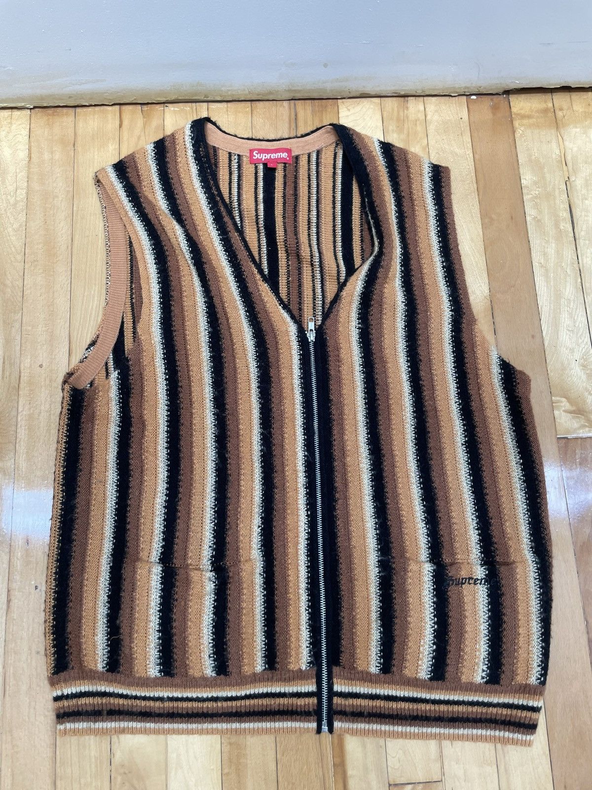 Supreme Supreme Stripped Sweater Vest Brown (L) | Grailed