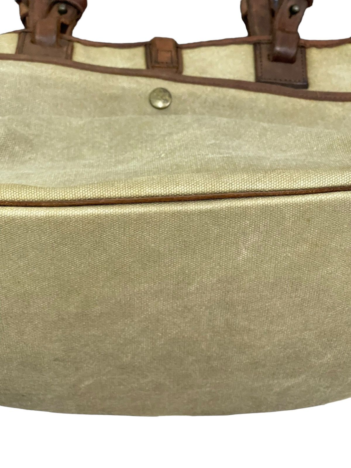Japanese Brand Leather Cotton Canvas Paquet Shoulder Bag 4🟩 Size ONE SIZE - 16 Thumbnail