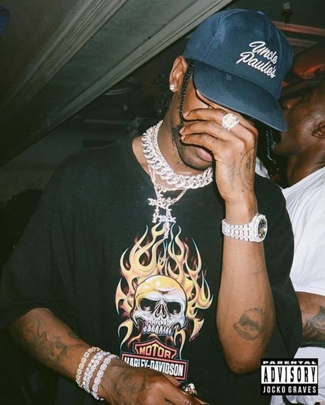 Vintage VNT Y2K Harley Davidson Flaming Skull Worn by Travis Scott Size US L / EU 52-54 / 3 - 2 Thumbnail