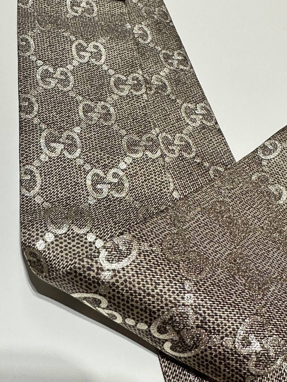 Gucci Gucci Silk Scarf Bandeau Monogram GG Brown New 100% Auth Size ONE SIZE - 15 Thumbnail