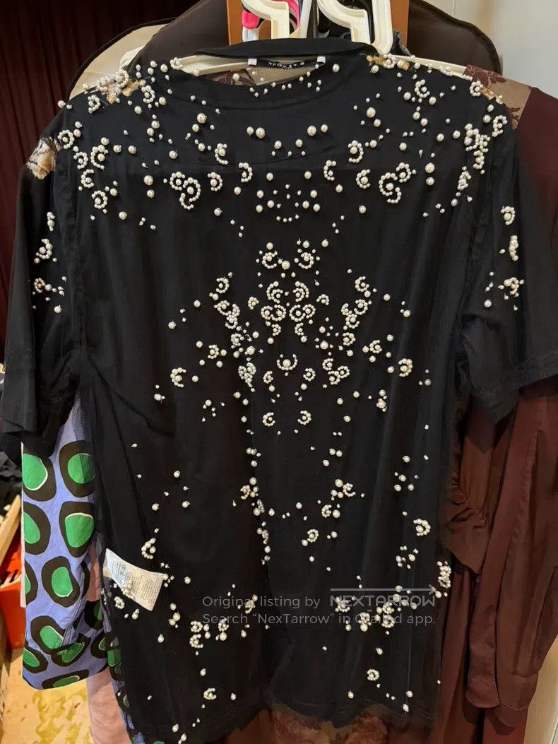 Givenchy Givenchy Pearl Starry Sky Embroidered Black Mesh T-shirt Size US M / EU 48-50 / 2 - 8 Thumbnail