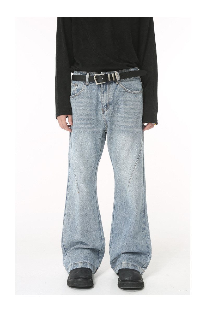 Japanese Brand × Jean Simple whitened light blue flared denim trousers Size US 33 - 1 Thumbnail