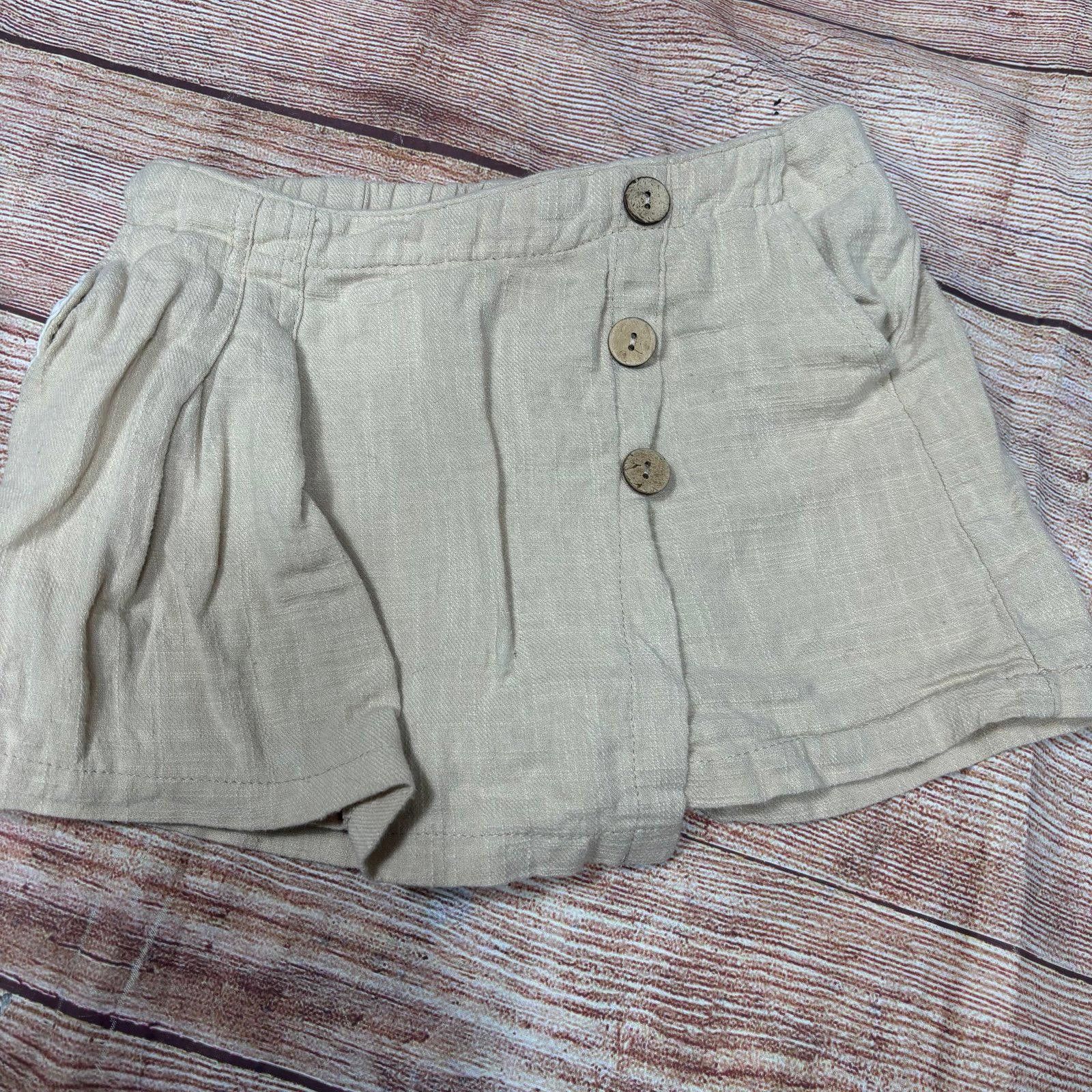 Other Girls Beige Linen Blend Skort with Button Detail Size 10/12 Size 24" / US 00 / IT 34 - 1 Thumbnail