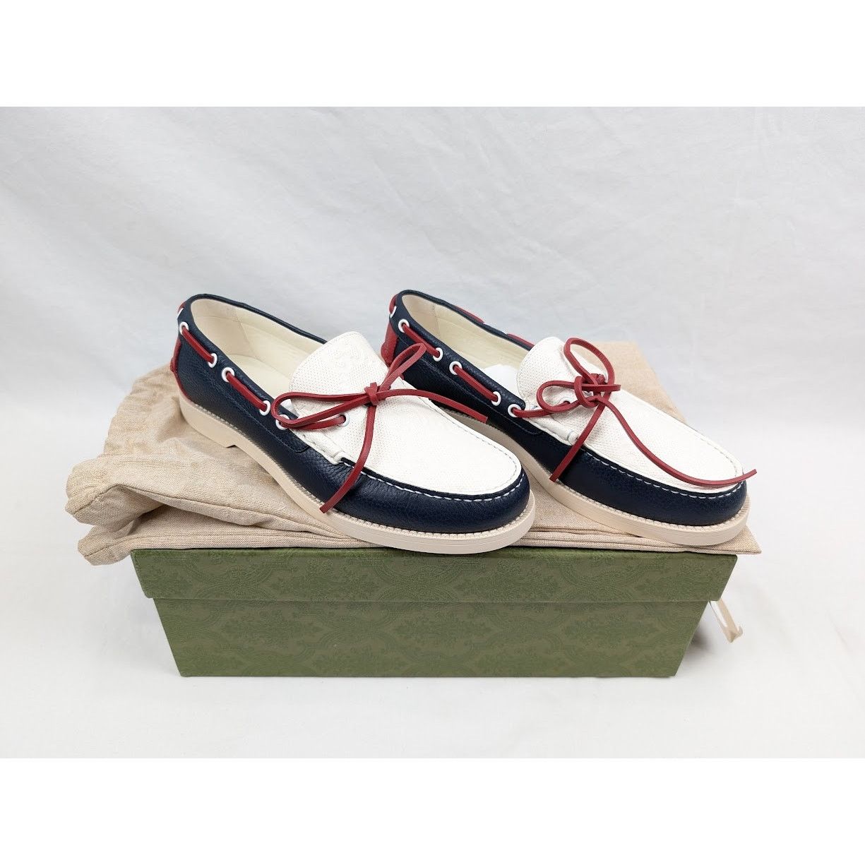 Gucci o1rshd1 Riverside Calf Shoes in Blue/Off White Size US 8.5 / EU 41-42 - 20 Thumbnail