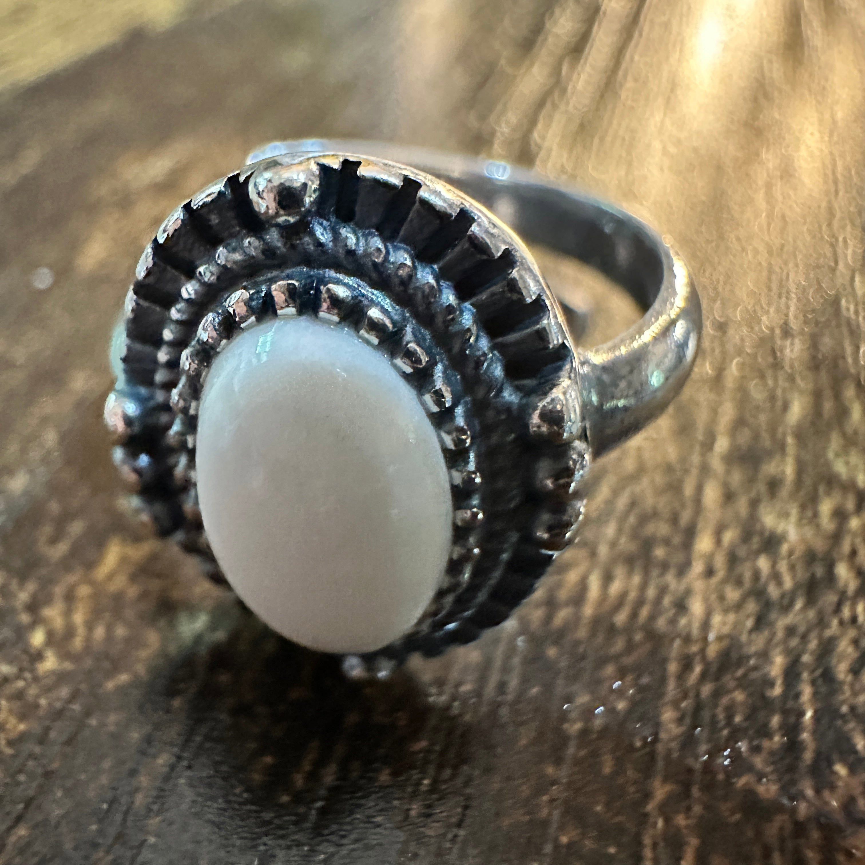 Other Boho Native American Radiant White Agate Statement Ring, Ste Size ONE SIZE - 9 Thumbnail