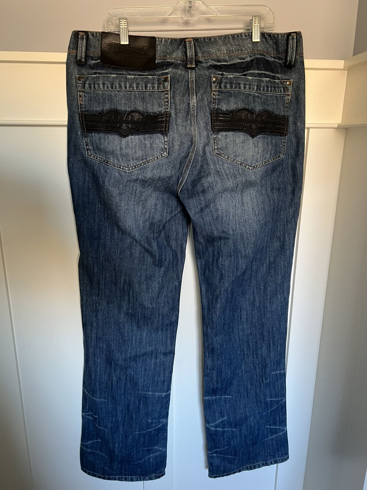 A&G Rock Vintage Dussault leather patchwork loose bootcut jeans Size US 38 / EU 54 - 2 Thumbnail