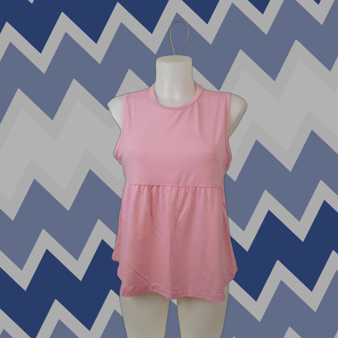Vintage Women's Sleeveless Crew Neck Knit Peplum Tank Pastel Pink XL #1781 Size XL / US 12-14 / IT 48-50 - 1 Thumbnail