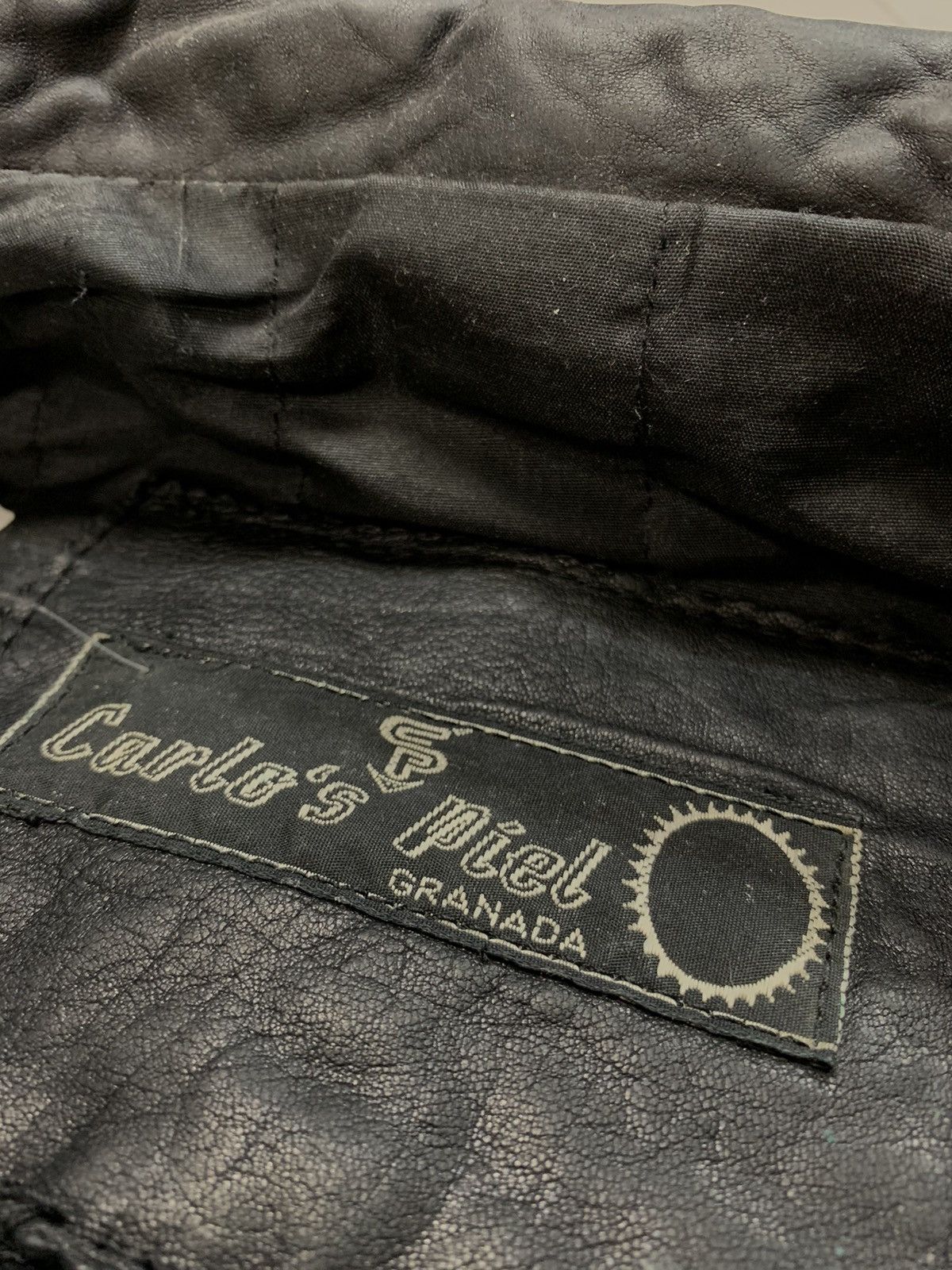 Vintage 90s Vintage Black Distressed faded Leather Bomber jacket Size US L / EU 52-54 / 3 - 5 Thumbnail