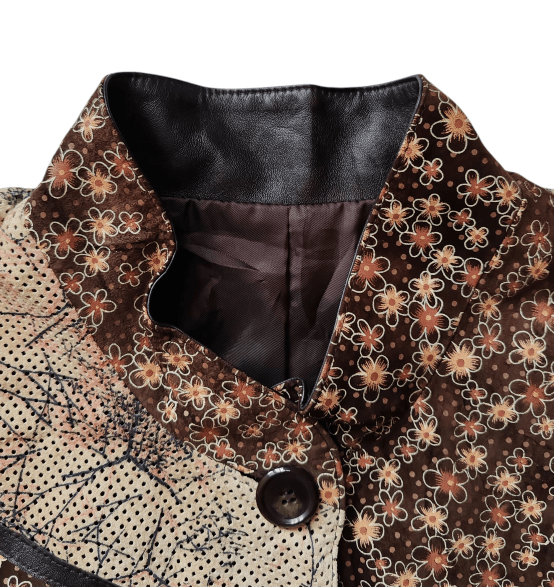 Leather Vintage Japan Suede Leather Vest jacket Abstract Sakura Size ONE SIZE - 6 Thumbnail