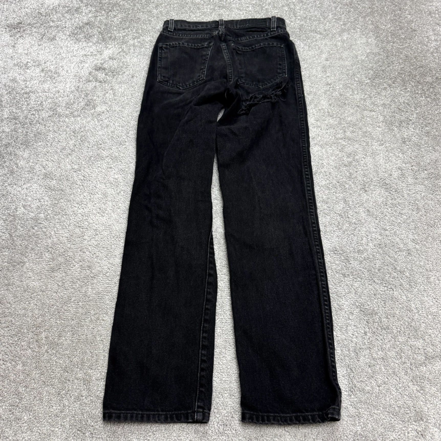 Vintage Revice Jeans Distressed Straight Black High Rise Button Fly Womens 24 Denim 100% Cotton City Grunge Jeans Size 42" / US 20 - 2 Thumbnail