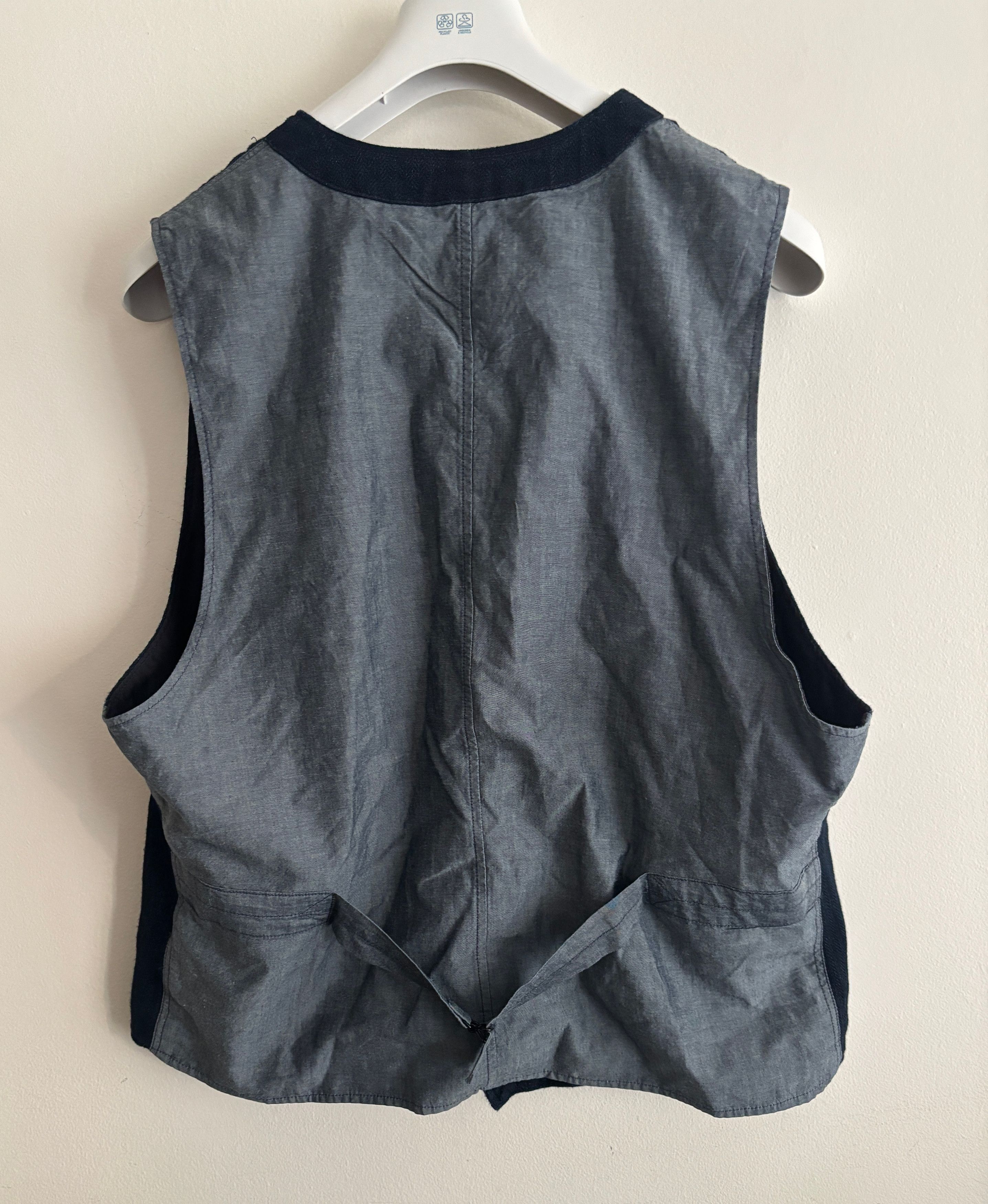 RRL Ralph Lauren $460 Indigo Navy Blue Herringbone Vest/Waistcoat - XL Size US XL / EU 56 / 4 - 14 Thumbnail