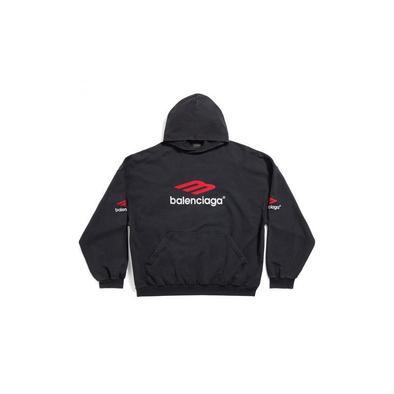 Balenciaga o1srvl11e0425 3B Sports Icon Hoodie Oversized in Black Size US XL / EU 56 / 4 - 1 Thumbnail