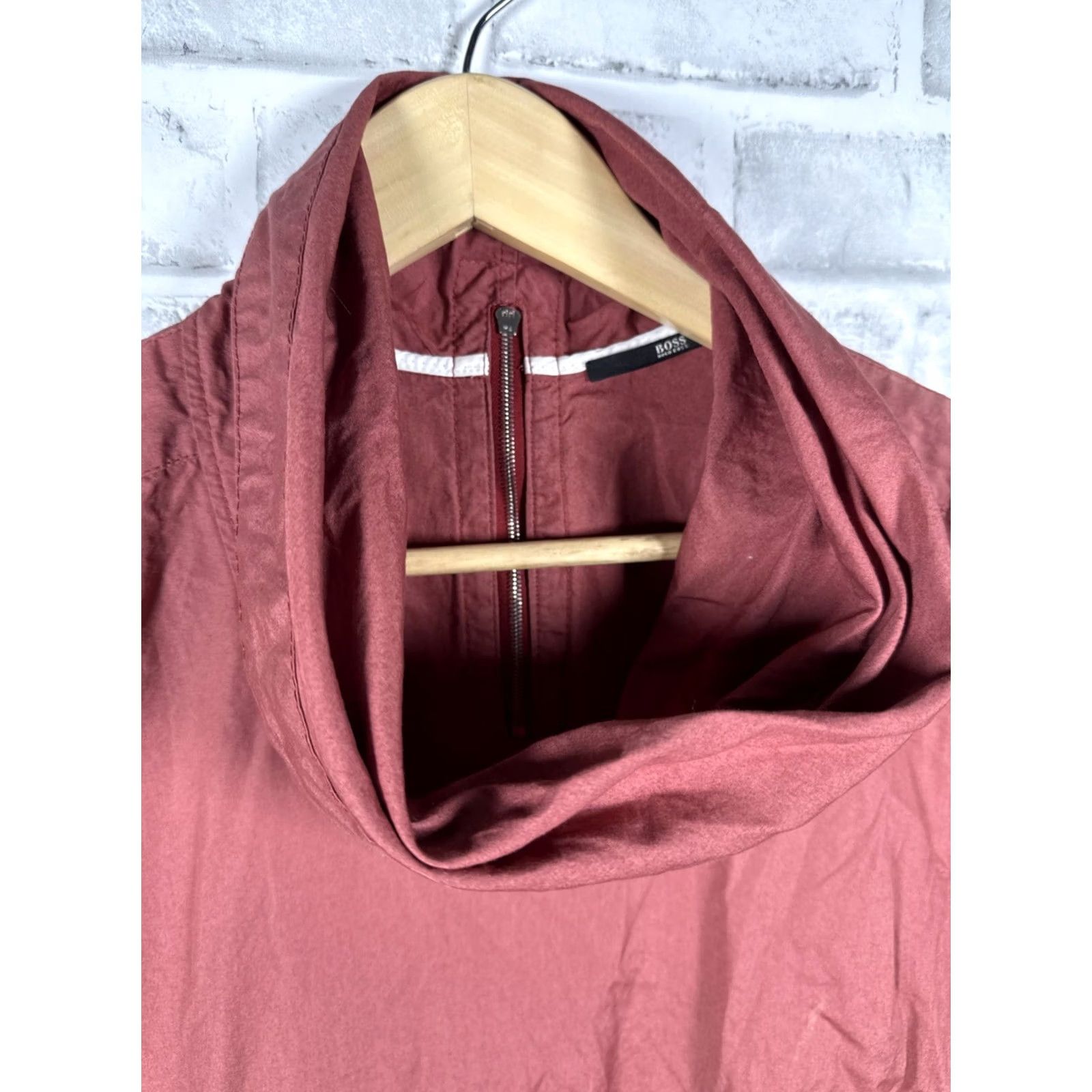 Vintage VINTAGE Hugo Boss Women's Dress Shirt Dress Women’s Medium Rust Red Short Sleeve Drawstring Waist Size 32" / US 10 / IT 46 - 2 Thumbnail