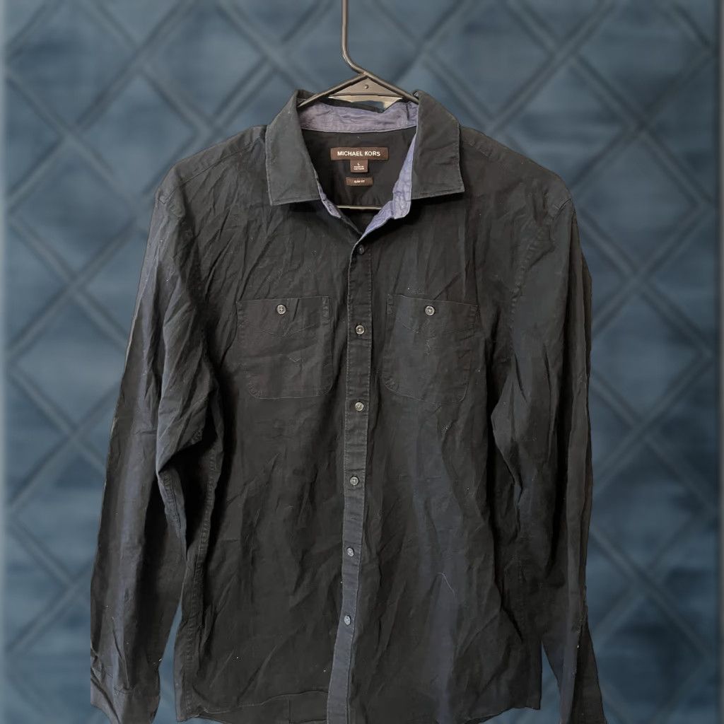 Michael Kors Michael Kors Button-Up Shirt Mens Slim Fit Black Long Sleeve Size Large Size US L / EU 52-54 / 3 - 1 Thumbnail