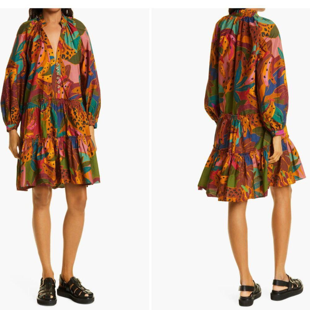 Farm Rio Farm Rio Organic Cotton Leopard Tropical Print Mini Dress Size S / US 4 / IT 40 - 1 Thumbnail