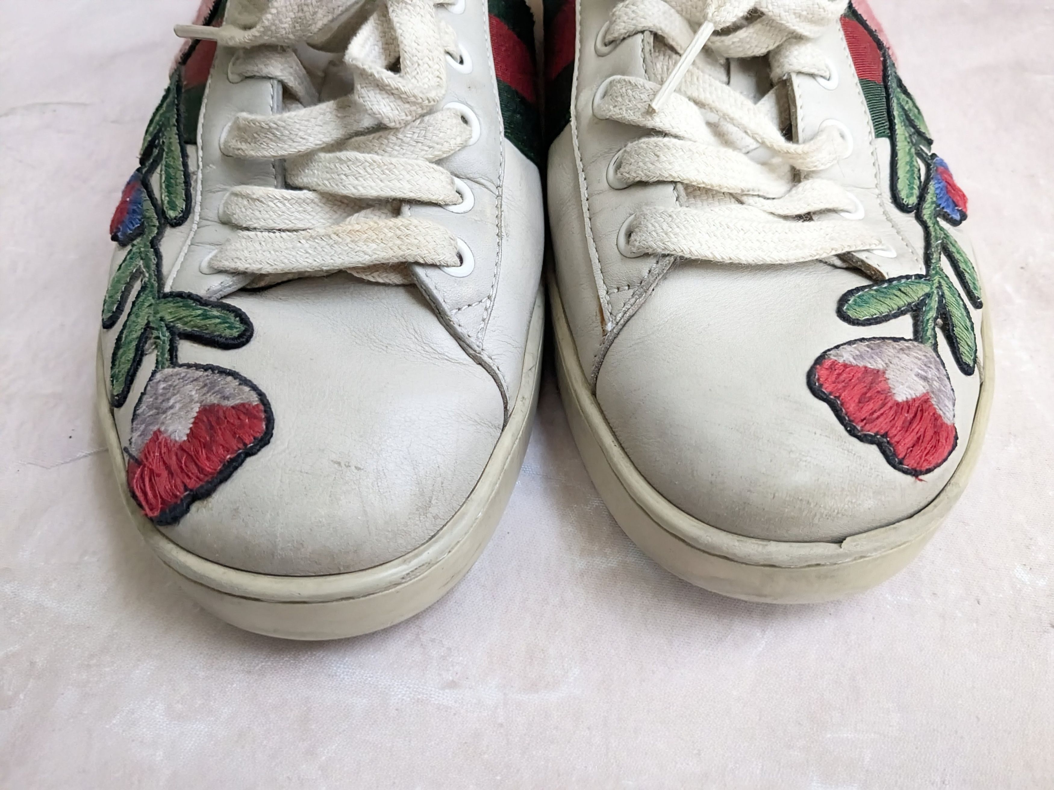 Gucci Gucci Ace Floral 8.5 Low Tops Leather Flower Size US 8.5 / EU 41-42 - 3 Thumbnail