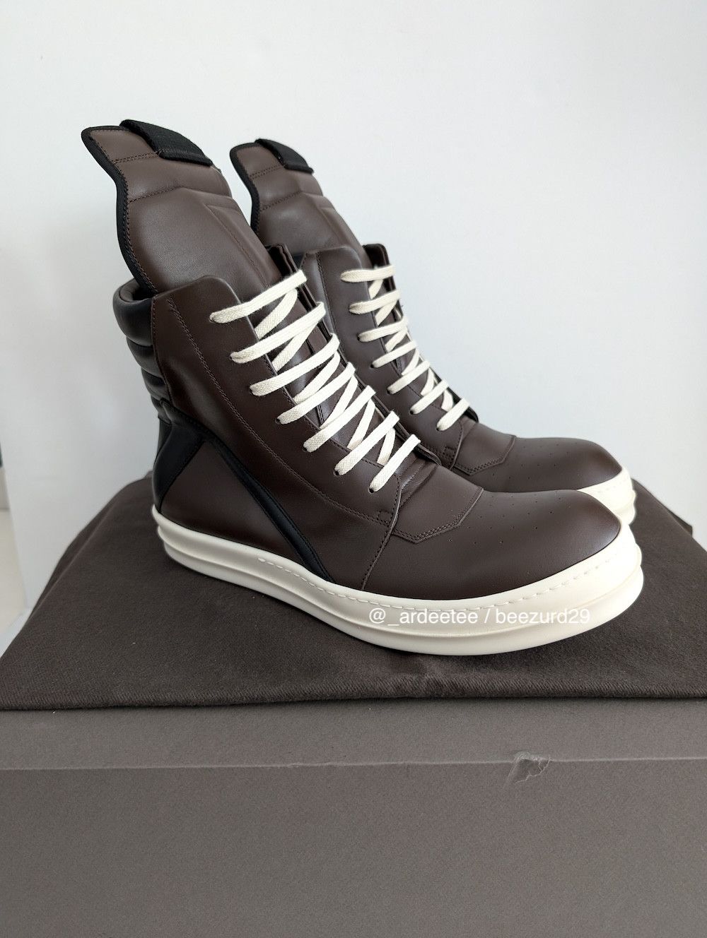 Rick Owens 💥UNRELEASED 1/1 SAMPLE GEOBASKETS BROWN/BLACK FW23 Size US 11 / EU 44 - 3 Thumbnail