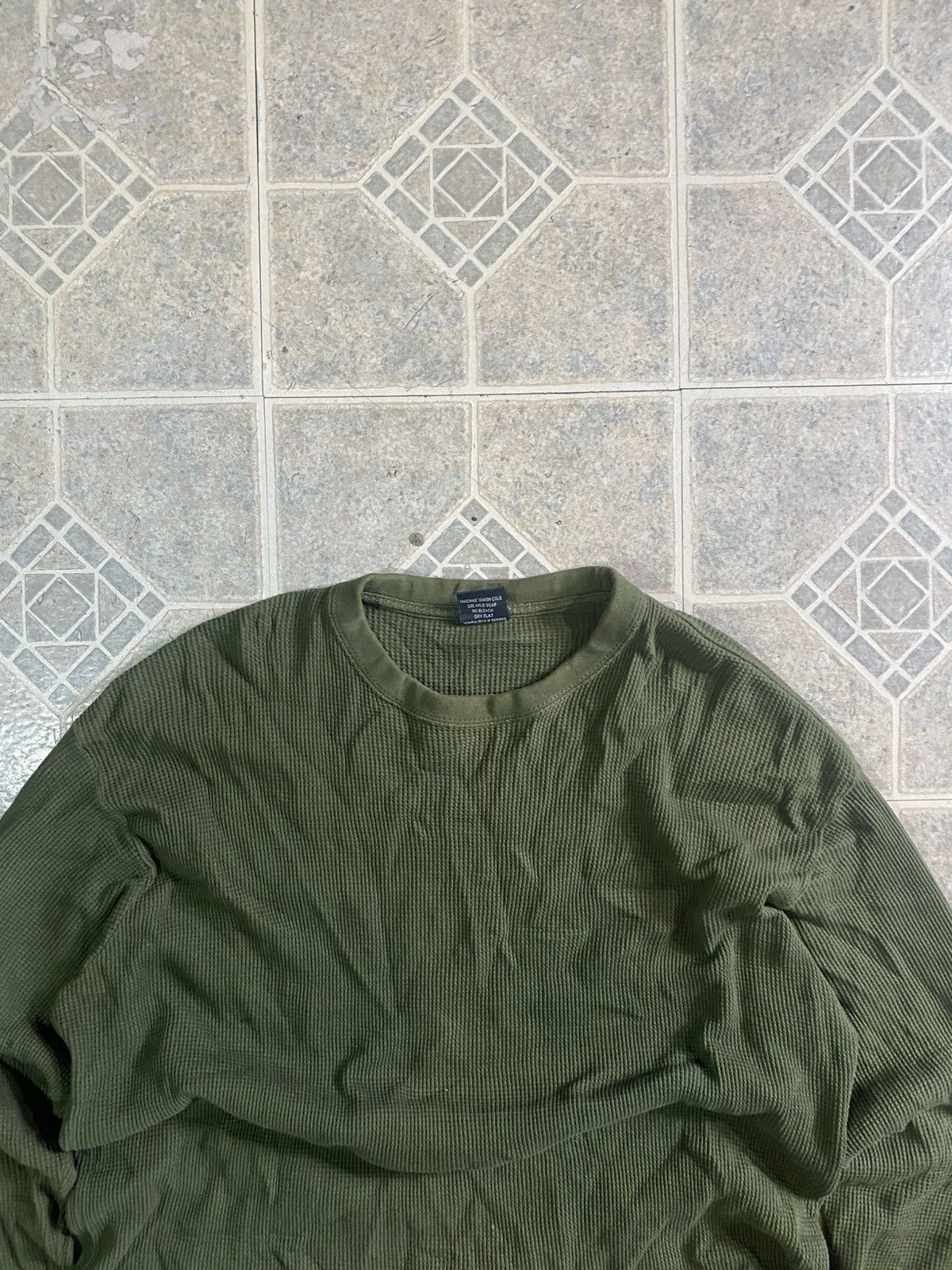 Other Vintage 90s faded green waffle knit thermal long sleeve Size US XL / EU 56 / 4 - 2 Thumbnail