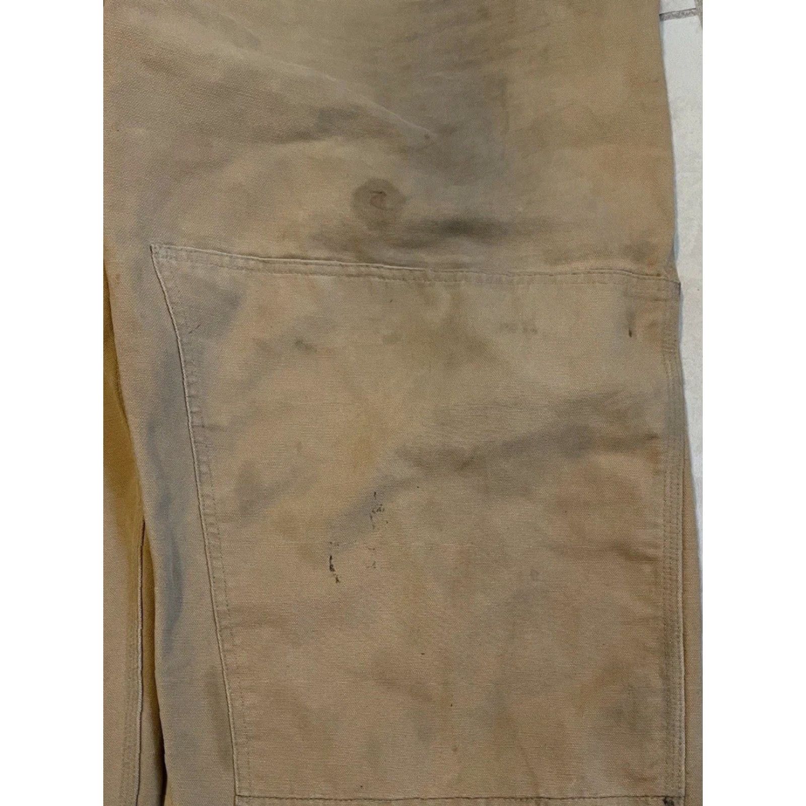 Carhartt Vtg Carhartt Faded Distress Overalls | 52 | Tan | Trucker | Grunge | USA | Vintage Workwear | Double Knee | 80s 90s | Men Size US 36 / EU 52 - 4 Thumbnail