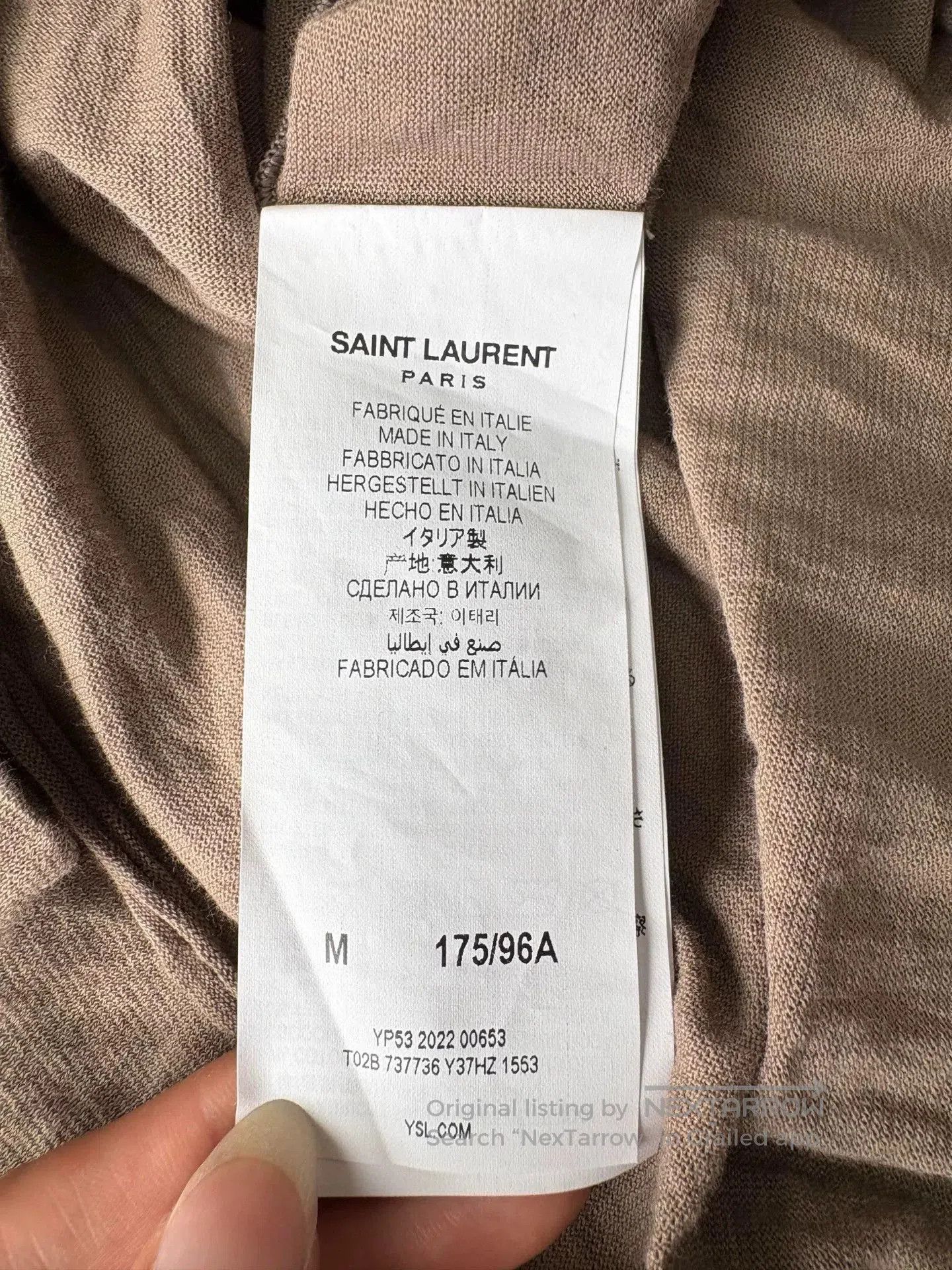 Saint Laurent Paris Saint Laurent Brown Crinkled T-shirt. Size US M / EU 48-50 / 2 - 6 Thumbnail