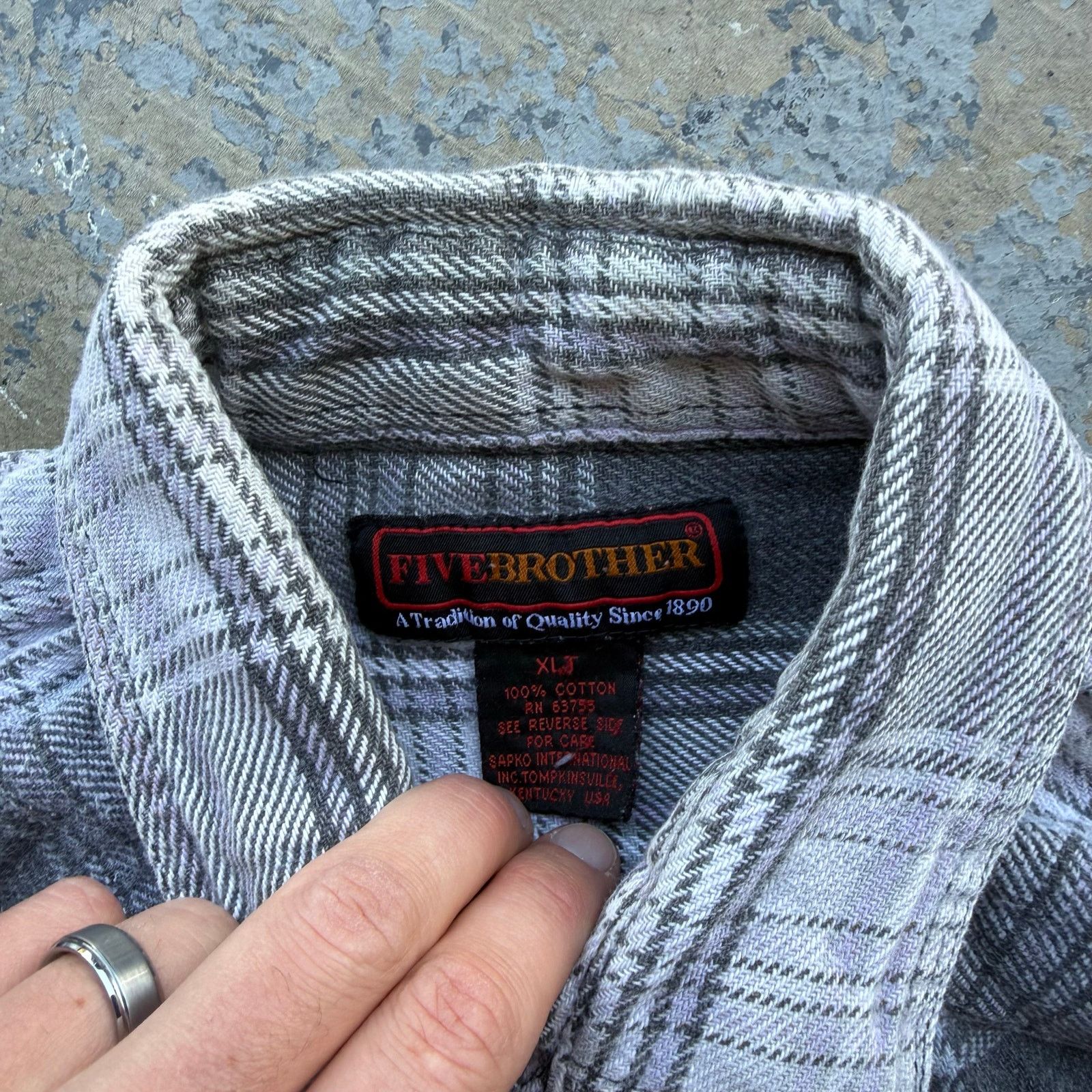FiveBrother Vintage Five Brother Pearl Snap Cotton Flannel XLT Size US XL / EU 56 / 4 - 3 Thumbnail