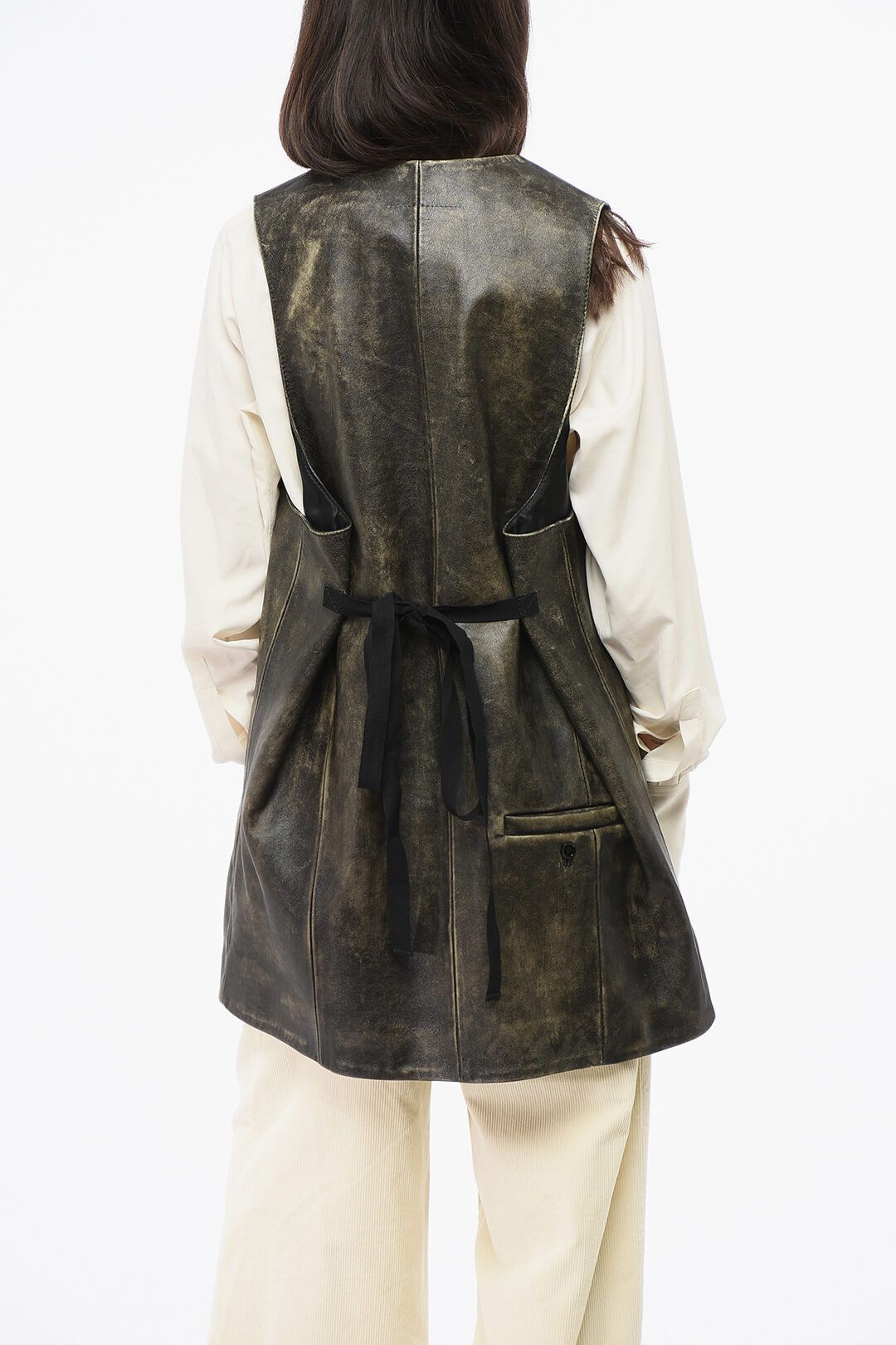 Maison Margiela og1mm0825 V-neck Leather Maxi Jacket in Brown Size M / US 6-8 / IT 42-44 - 2 Thumbnail
