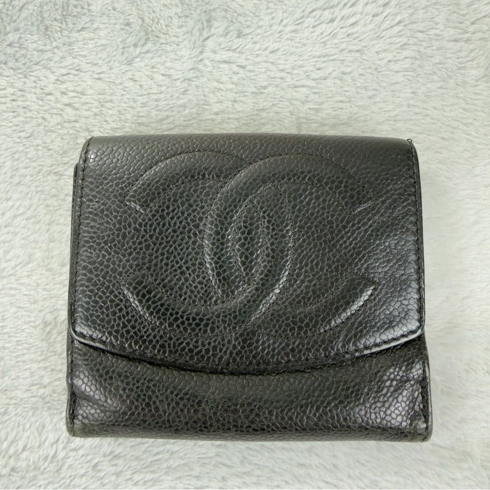 Chanel Chanel CC Logo Grained Calfskin Leather Bifold Black Wallet Size ONE SIZE - 1 Thumbnail