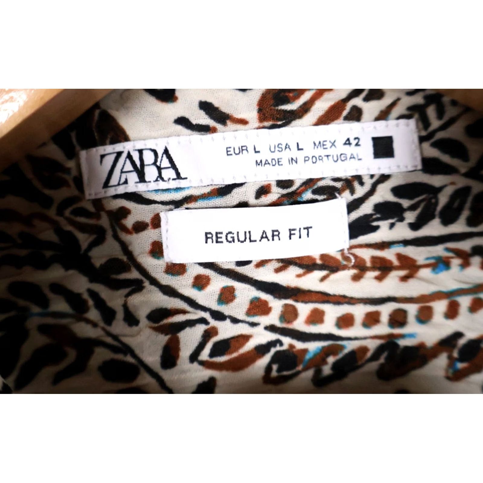 Zara VINTAGE Zara Paisley Shirt Mens Large White Brown Lightweight Crinkle Polyester Boho Size US L / EU 52-54 / 3 - 3 Thumbnail