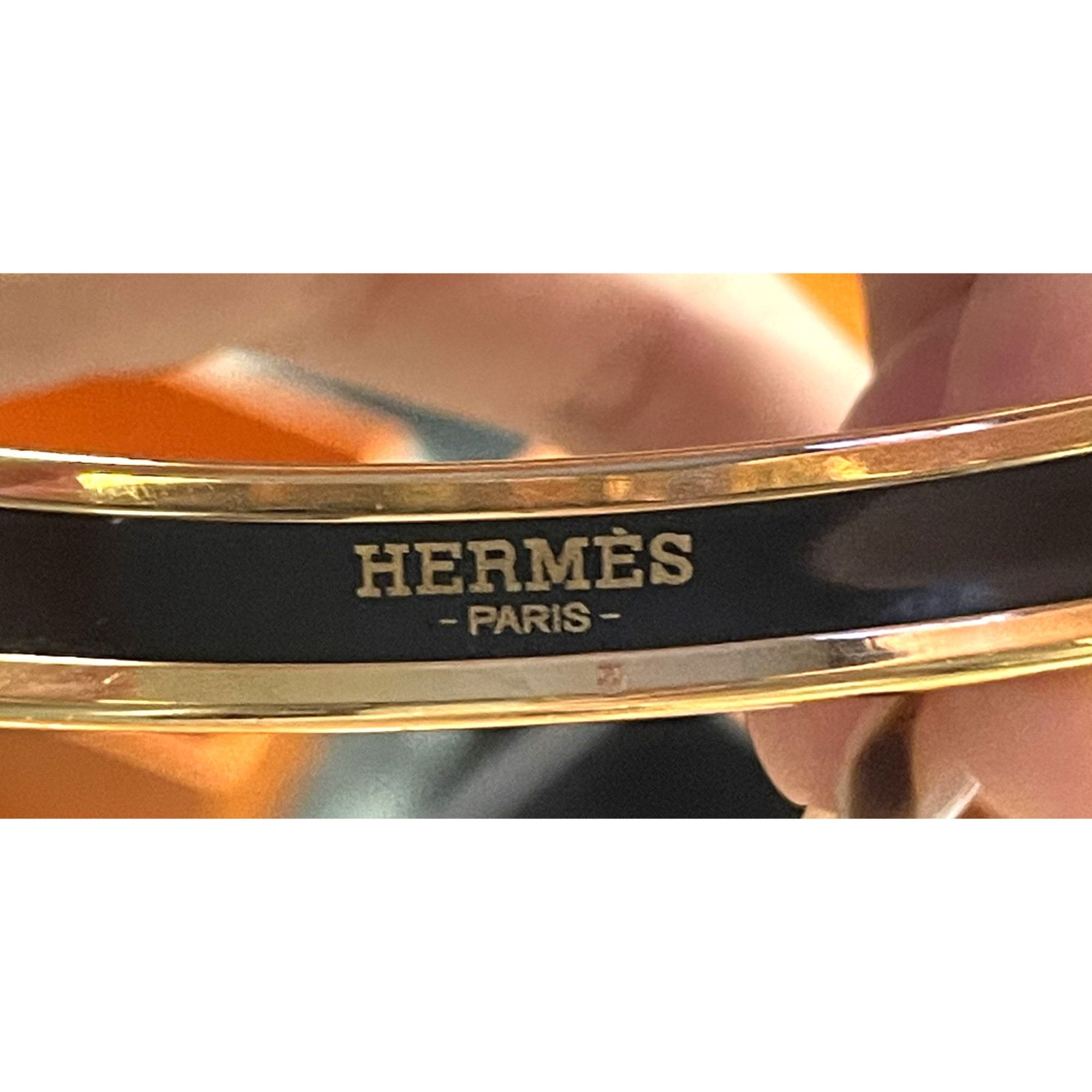 Hermes Hermès Paris Enamel & Rose Gold Plated Bangle Bracelet Made Size ONE SIZE - 5 Thumbnail