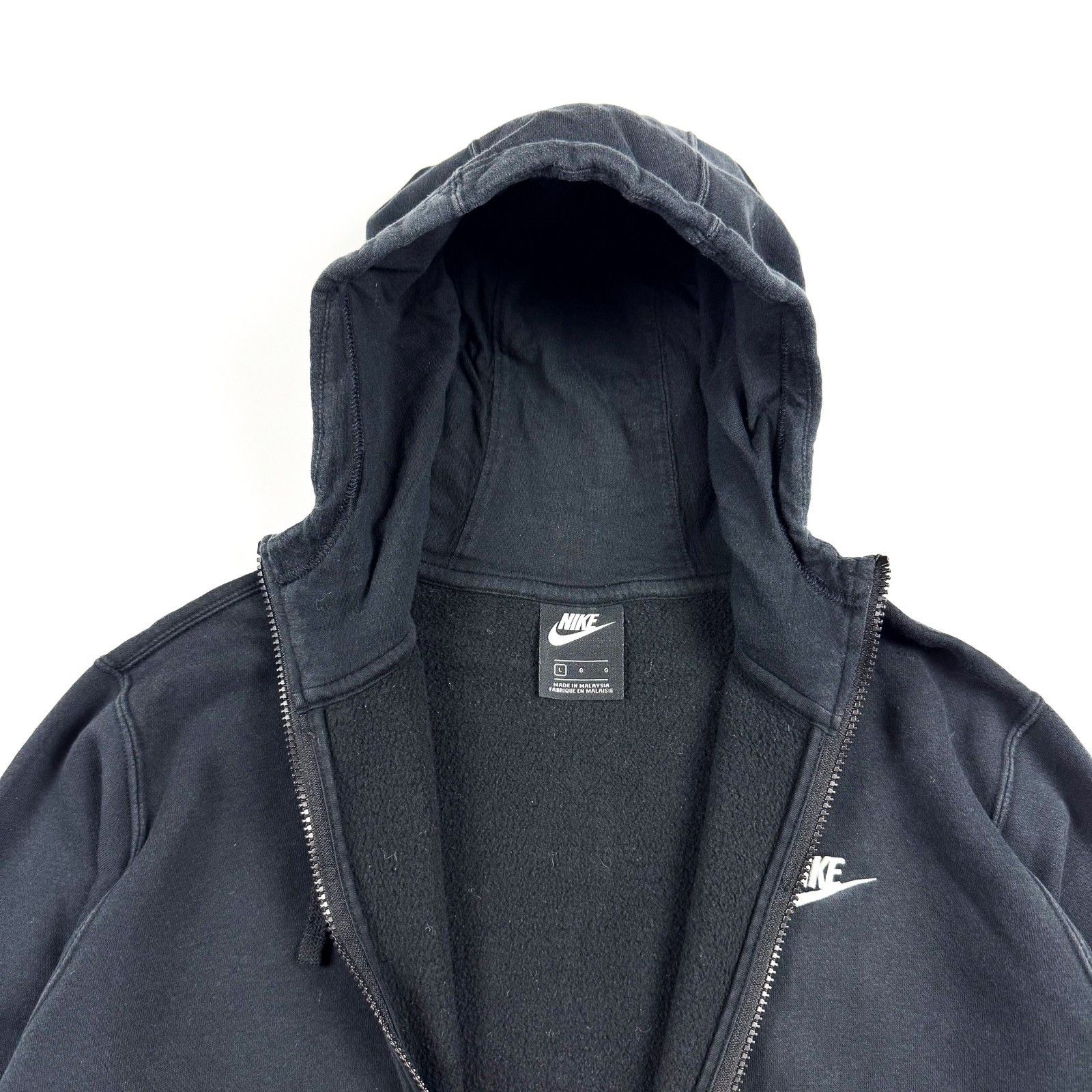 Nike Nike Full Zip Hoodie L Black Embroidered Swoosh Logo Size US L / EU 52-54 / 3 - 3 Thumbnail