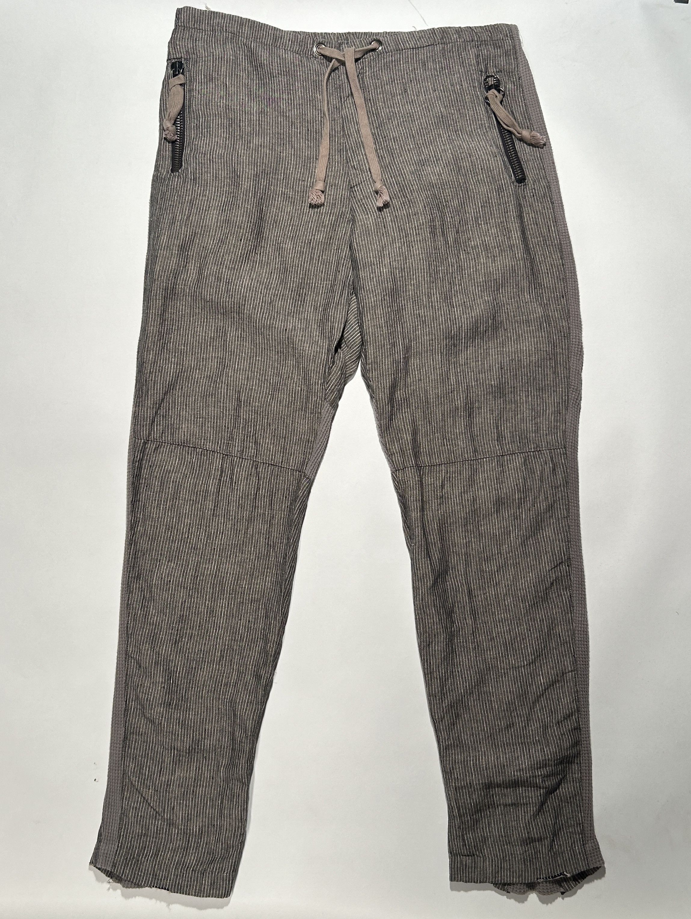 GREG LAUREN PINSTRIPE LINEN PANT