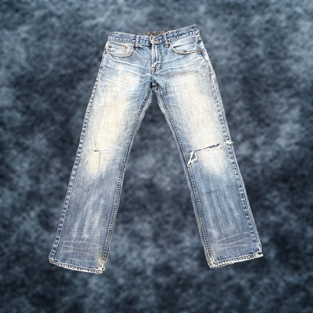 American Eagle Outfitters VINTAGE American Eagle Jeans Mens 30x29 Straight Distressed Light Wash Whiskered Blue Cotton Jeans Mens 30 Regular Inseam 29 in Distressed Zip Mens Size US 30 / EU 46 - 1 Thumbnail