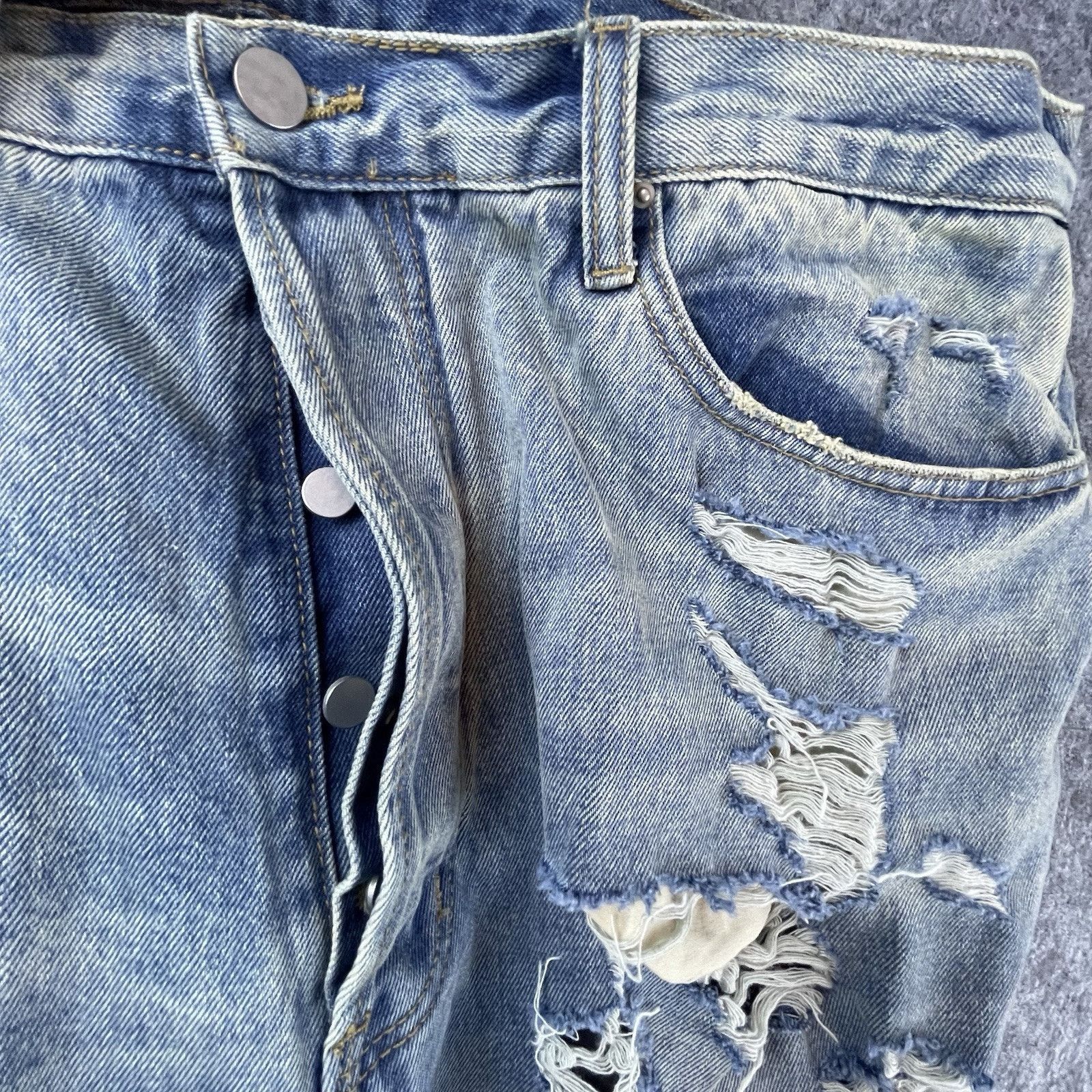 MNML MNML Jeans Mens 40 Straight Thrashed Button Fly Destroyed Size US 40 / EU 56 - 9 Thumbnail