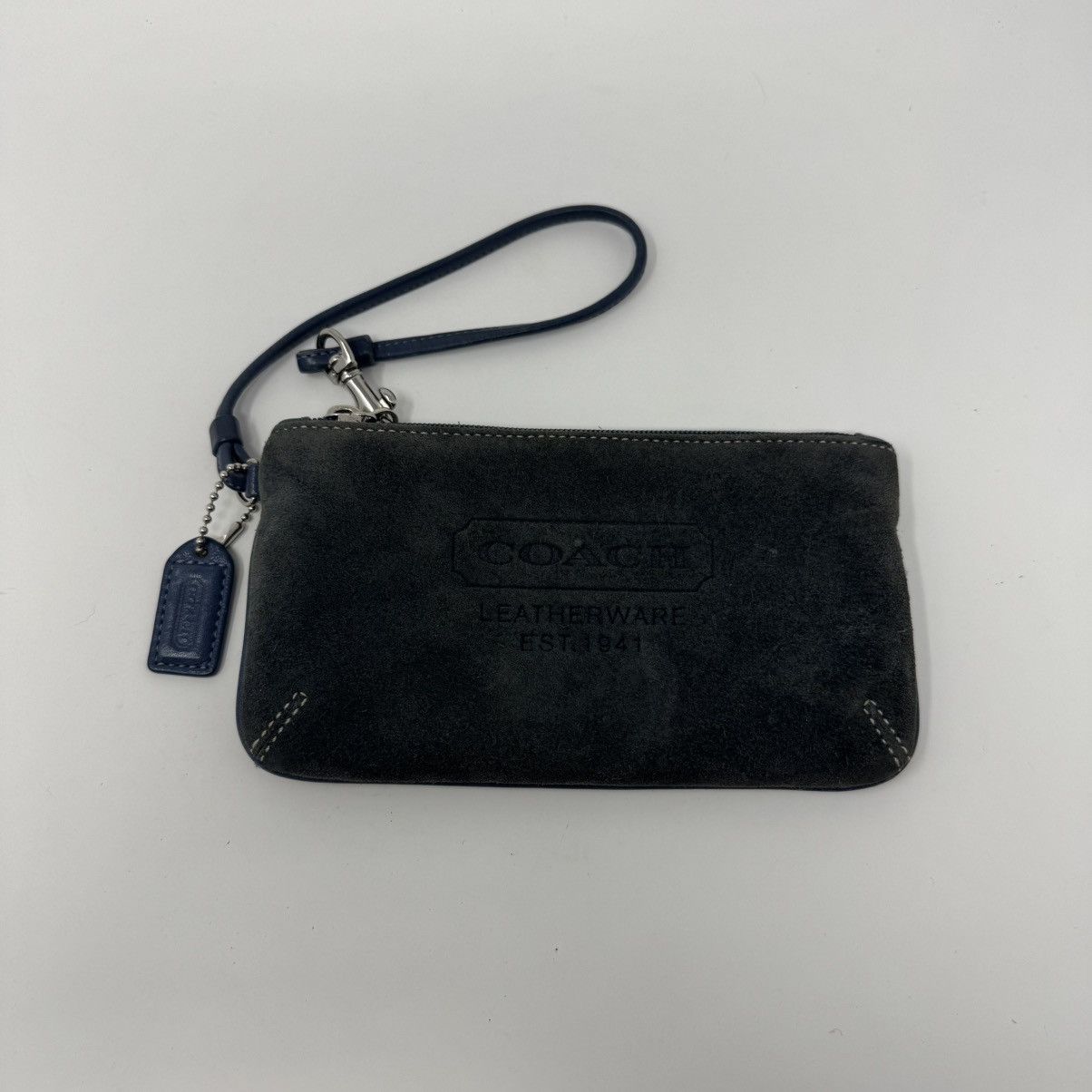 Coach Coach Suede Leather Closure Wristlet Wallet Blue Bag Charm Size ONE SIZE - 1 Thumbnail