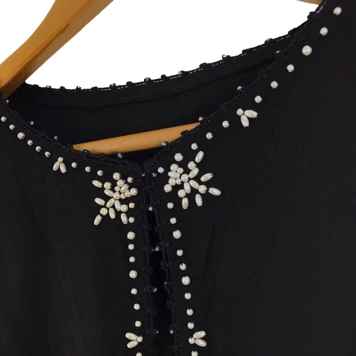 Courreges Vtg 90’ COURREGES PARIS Floral Beading Blouse Cardigan Shirt Size S / US 4 / IT 40 - 3 Thumbnail