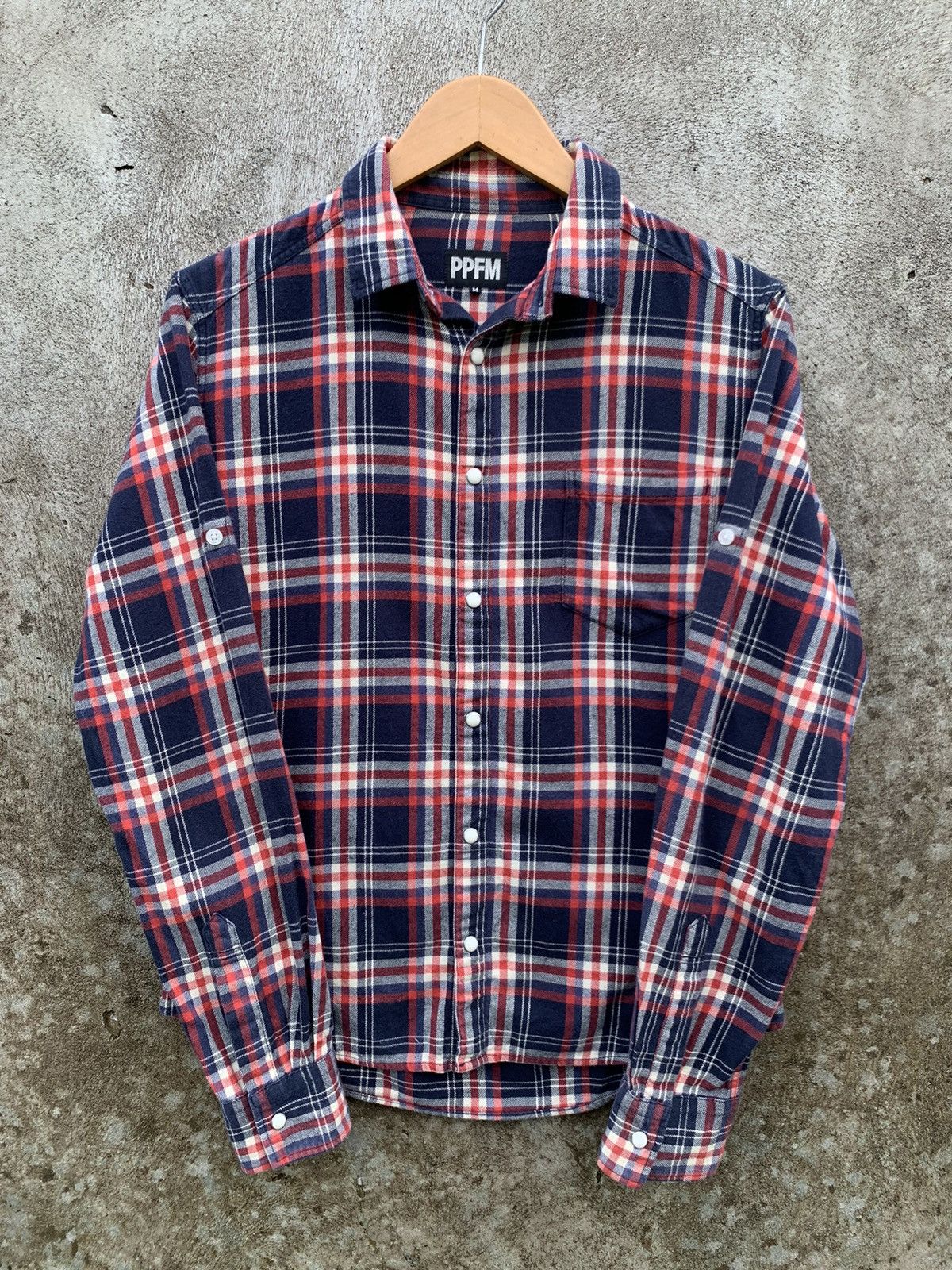 image of Ppfm Flannel Checkered Snap Button Shirt, Men's (Size Medium)