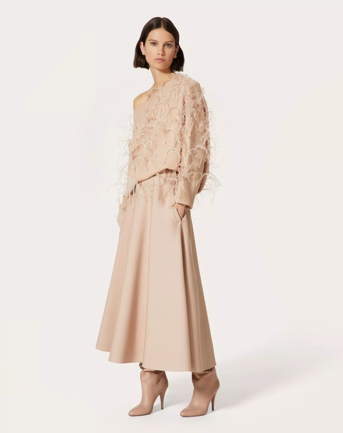 Valentino o1s1wg111125 Embroidered Wool Jumper Sweater in Poudre Size XXS / US 00 / IT 34 - 2 Thumbnail
