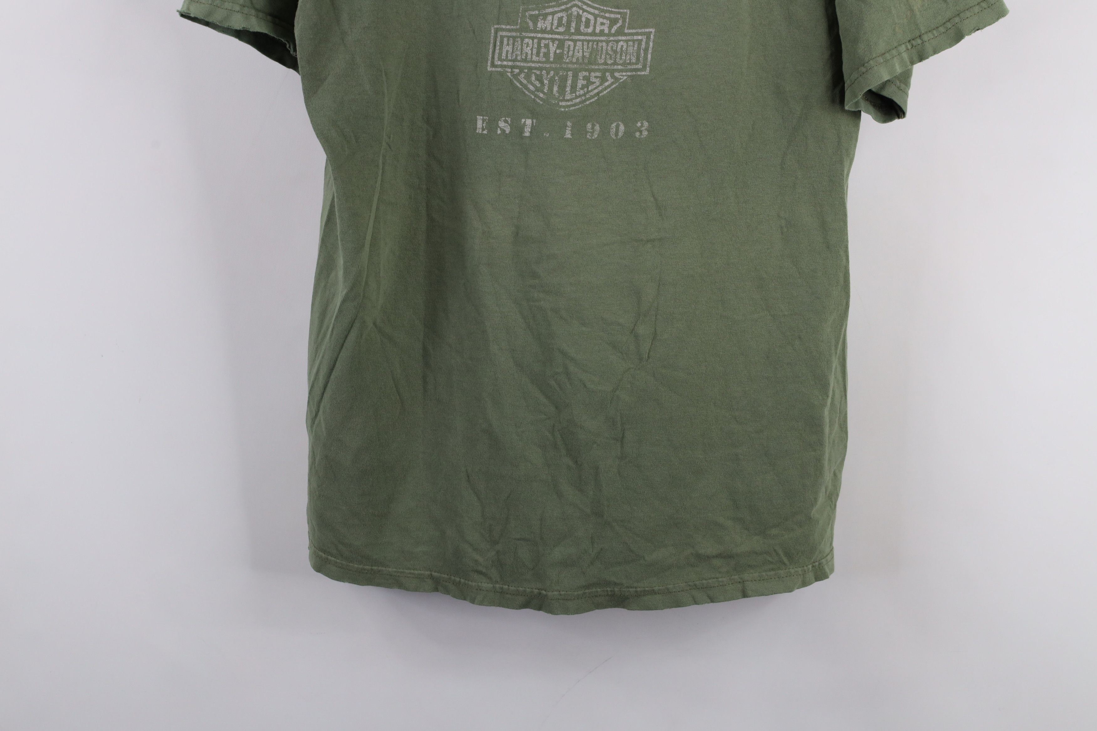 Harley Davidson × Vintage Vintage Harley Davidson Military Style T-Shirt Green Cotton Size US S / EU 44-46 / 1 - 3 Thumbnail