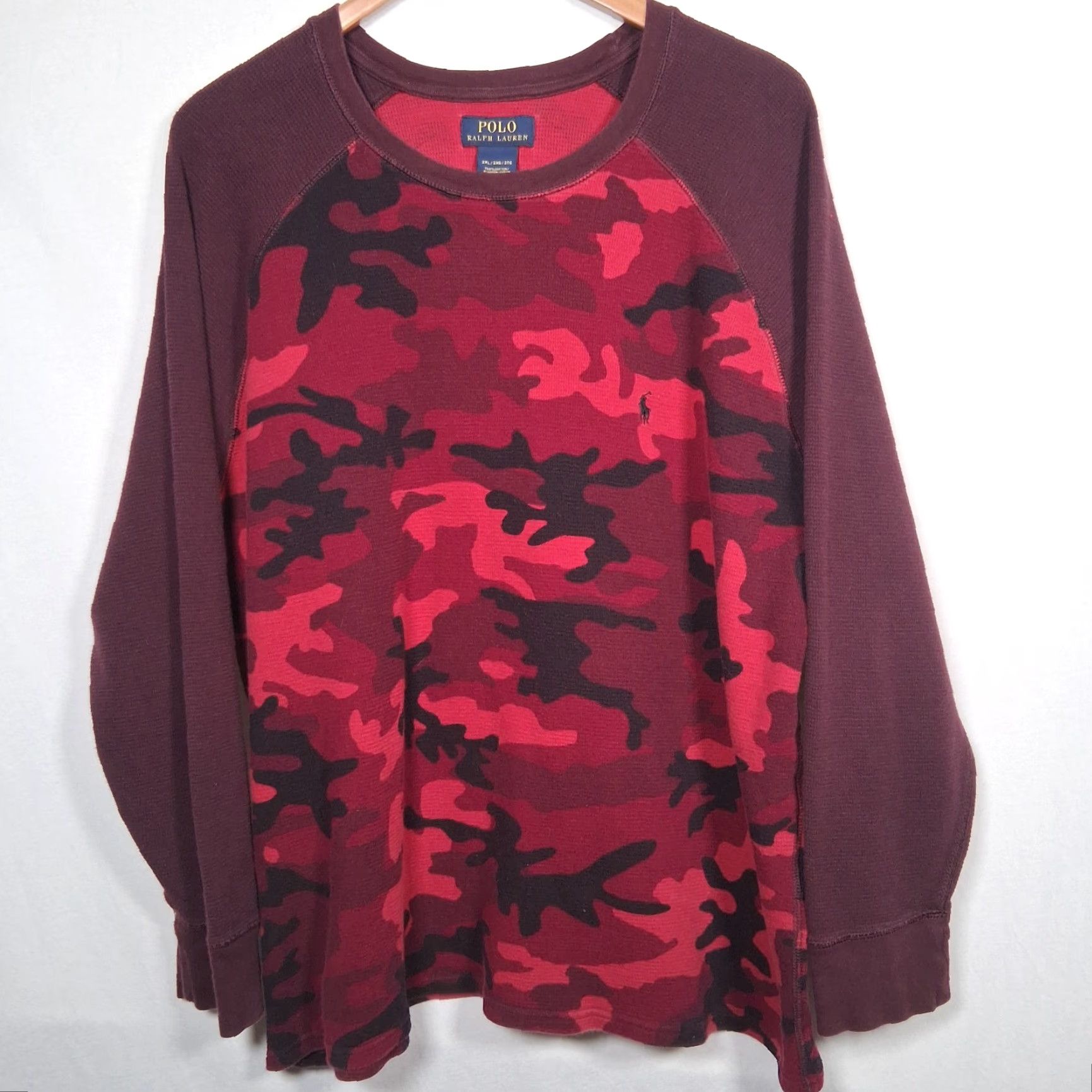 Polo Ralph Lauren VINTAGE Polo Ralph Lauren Thermal Shirt Men 2XL Maroon Red Camouflage Raglan Size US XXL / EU 58 / 5 - 2 Thumbnail