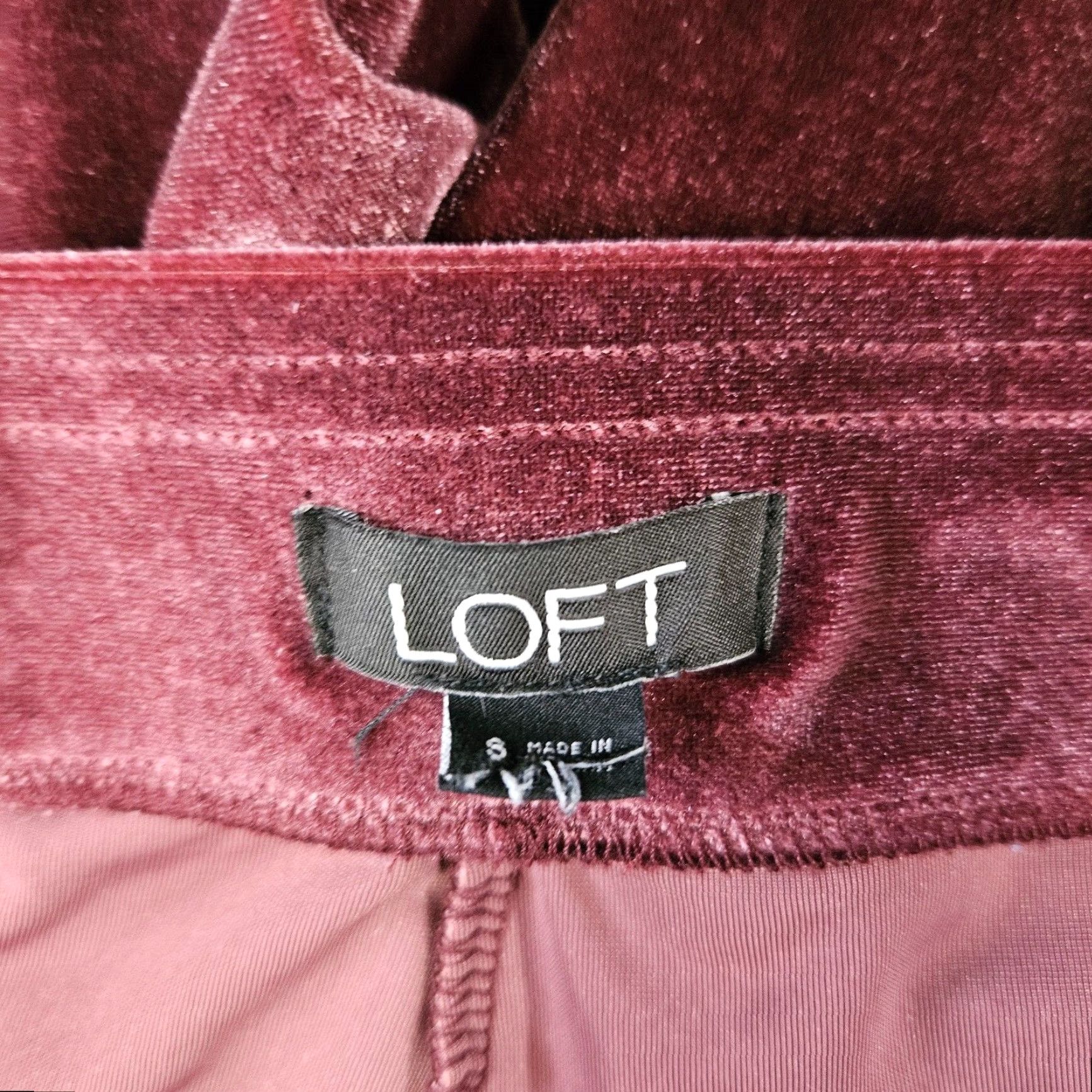Loft Ann Taylor LOFT Womens Velvet Ankle Pants Small Burgundy Pull On High Rise Womens Size 28" / US 6 / IT 42 - 6 Thumbnail
