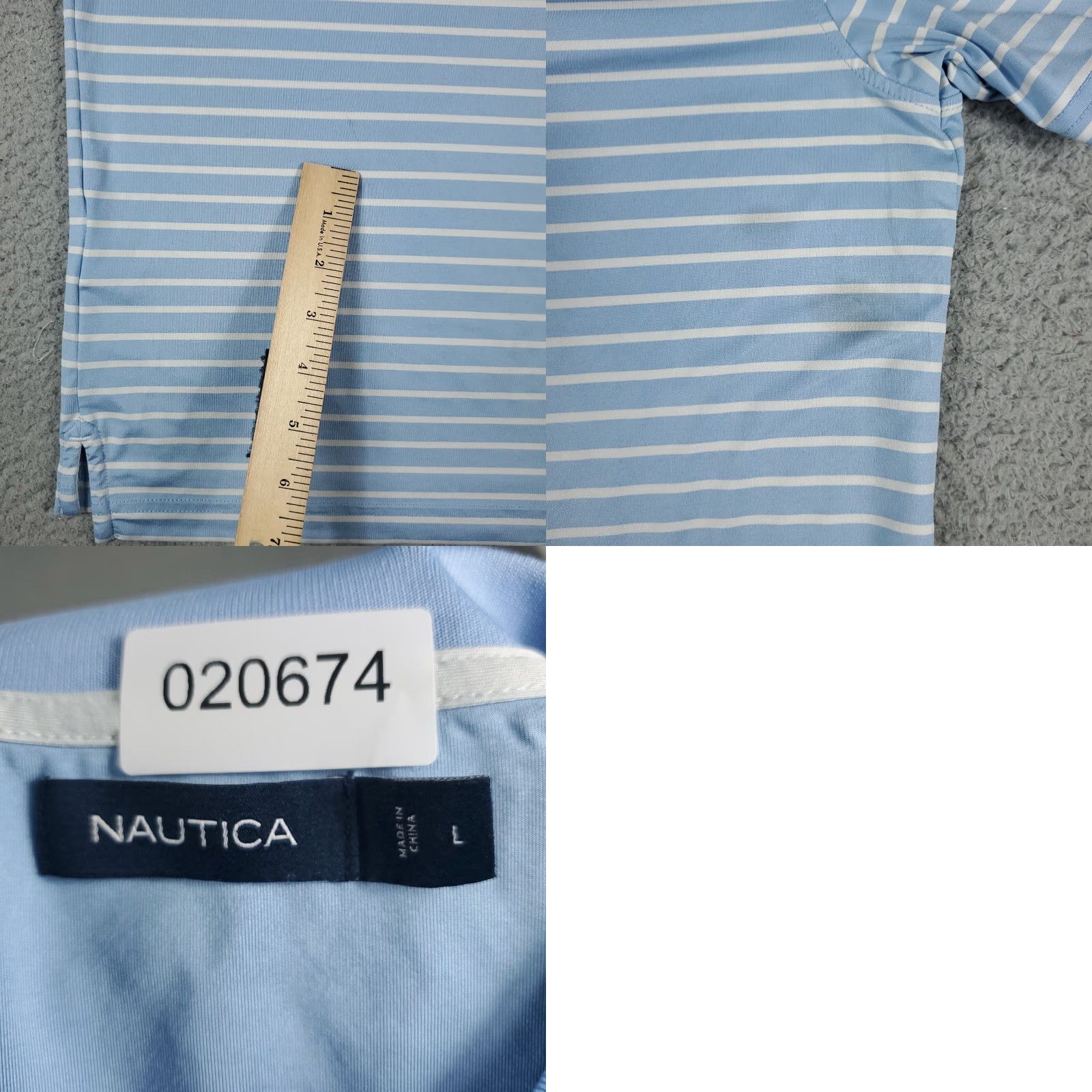 Nautica Nautica Polo Shirt L Blue Striped Short Sleeve Golf Casual Mens Size US L / EU 52-54 / 3 - 8 Thumbnail