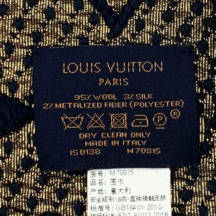 Louis Vuitton Louis Vuitton Dark blue logo full print wool tassel scarf Size ONE SIZE - 8 Thumbnail