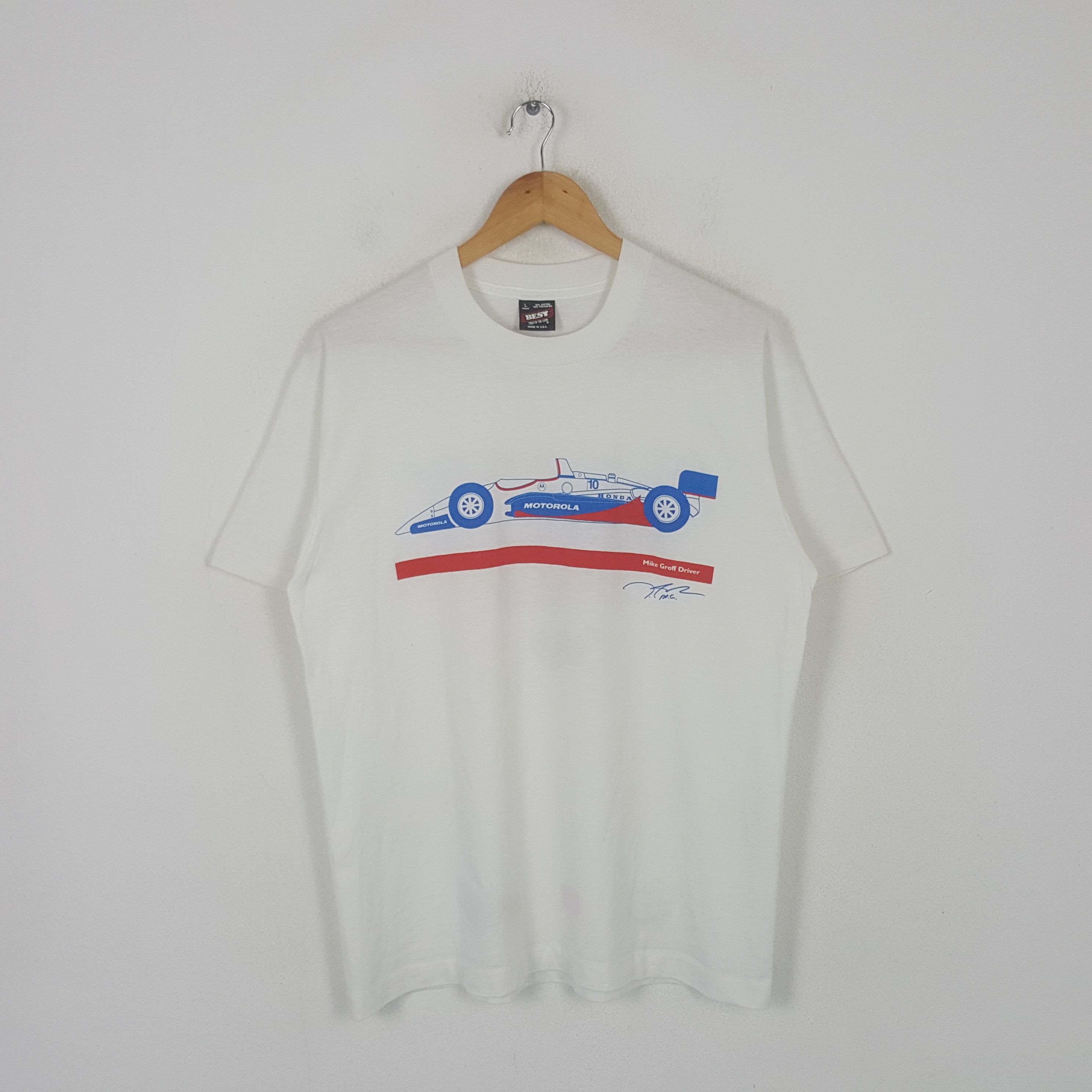 Motorola Vintage 90's Honda Motorola Formula One Racing Tshirt C299N4 Size US L / EU 52-54 / 3 - 3 Thumbnail