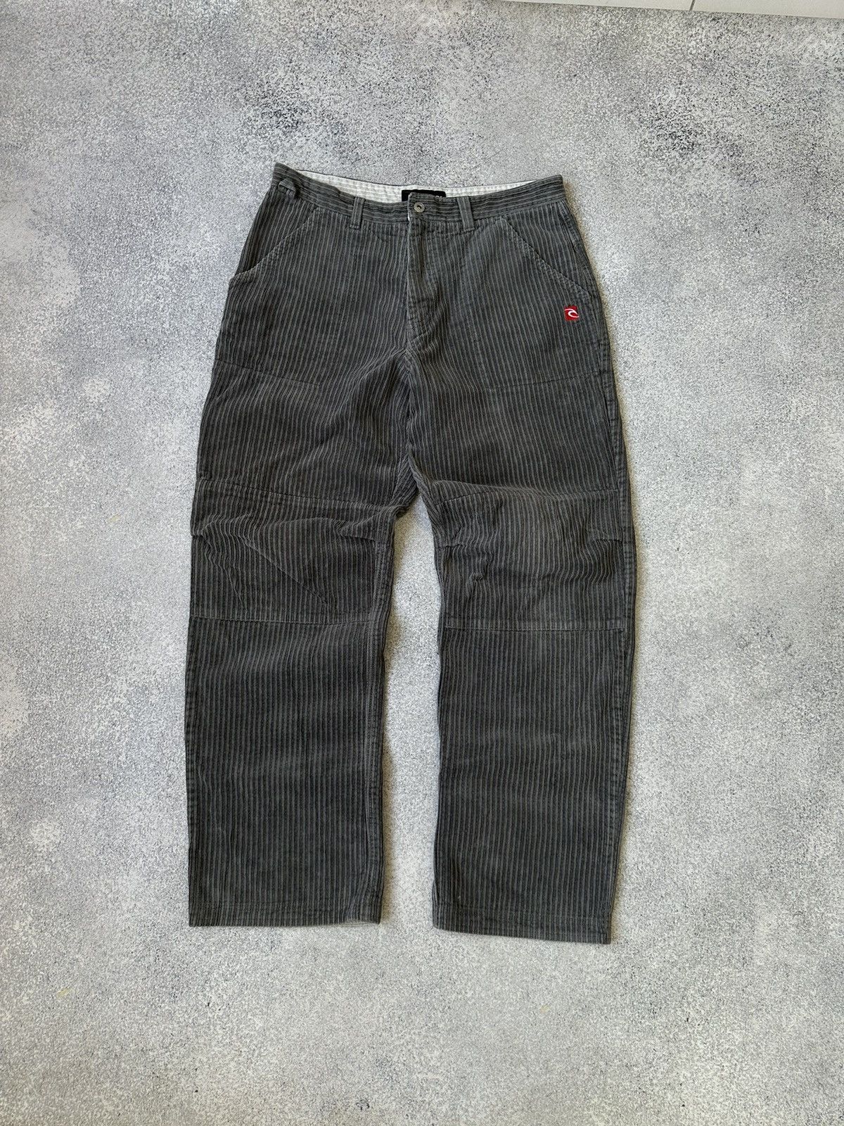 Pre-owned Ripcurl X Vintage Ripcurl Dark Grey Velvet Cargo Carpenter Pants In Dark Gray