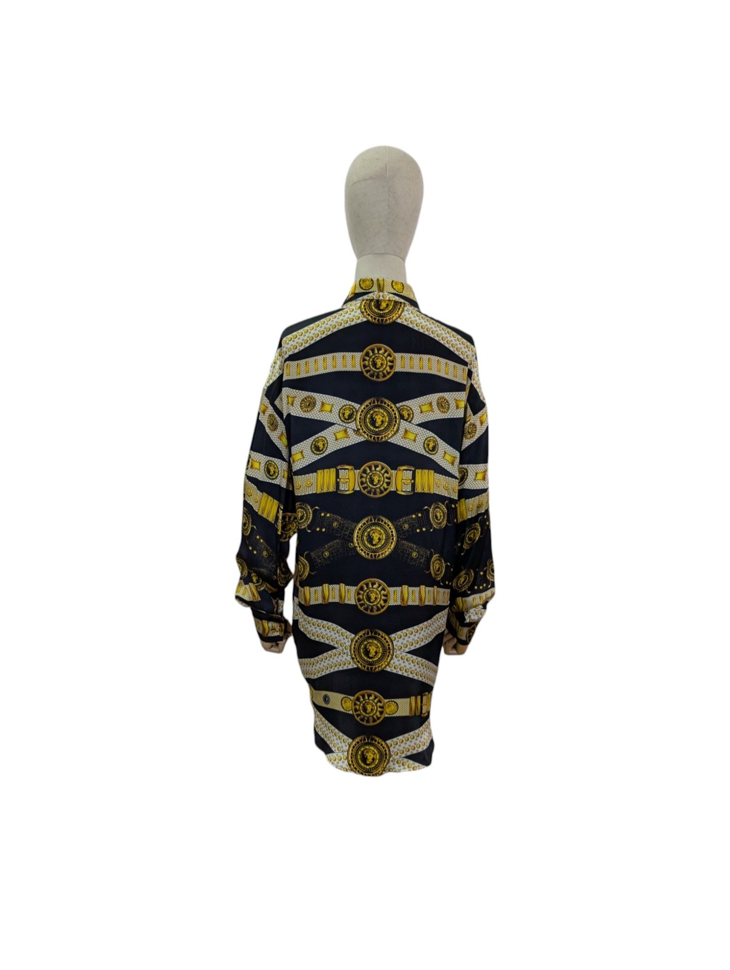 Versus Versace Black Signature Overall Print Silk Shirt Size S / US 4 / IT 40 - 2 Thumbnail