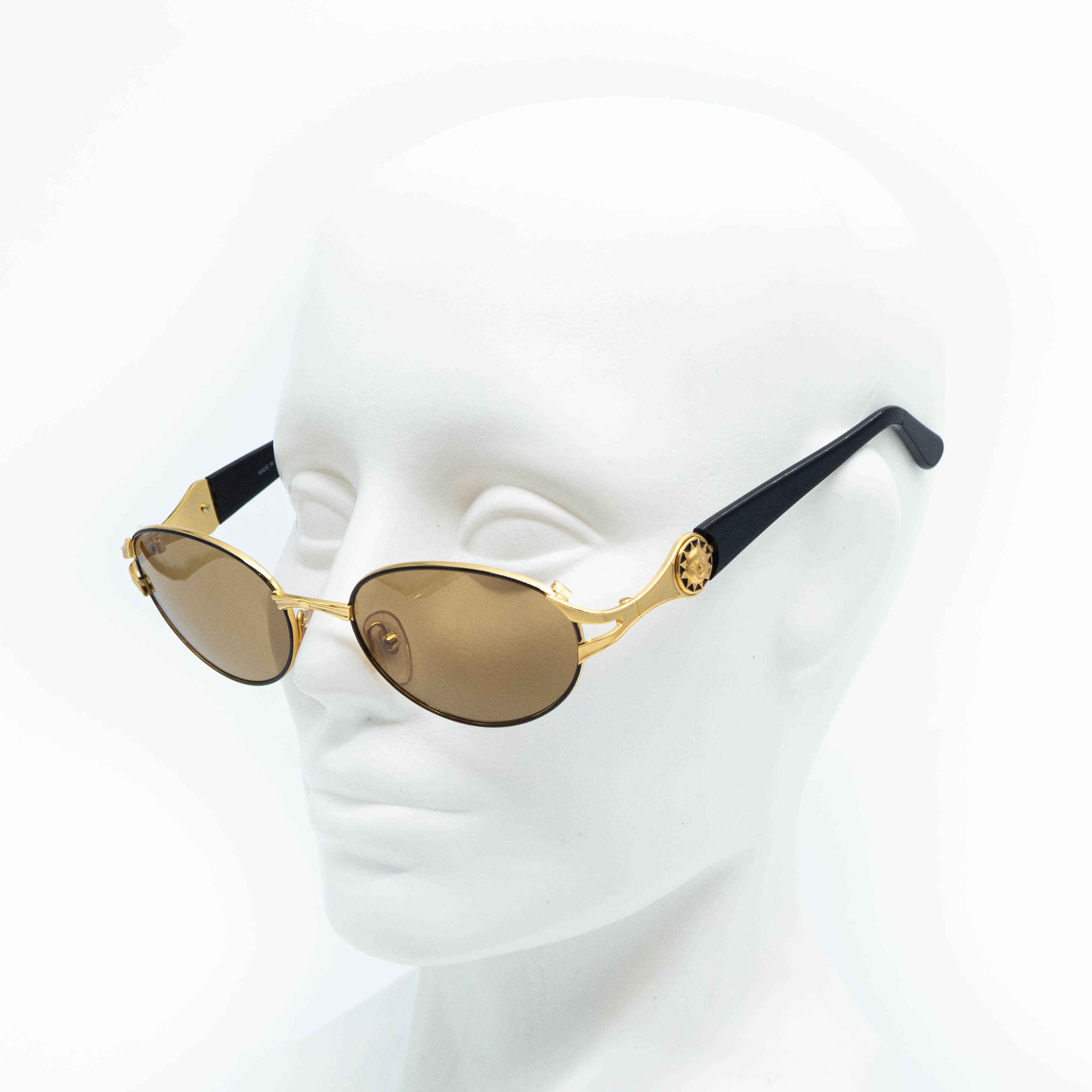 Versace × Vintage GIANNI VERSACE MOD 1231 Oval Gold Black Sunglasses Vintage Size ONE SIZE - 4 Thumbnail
