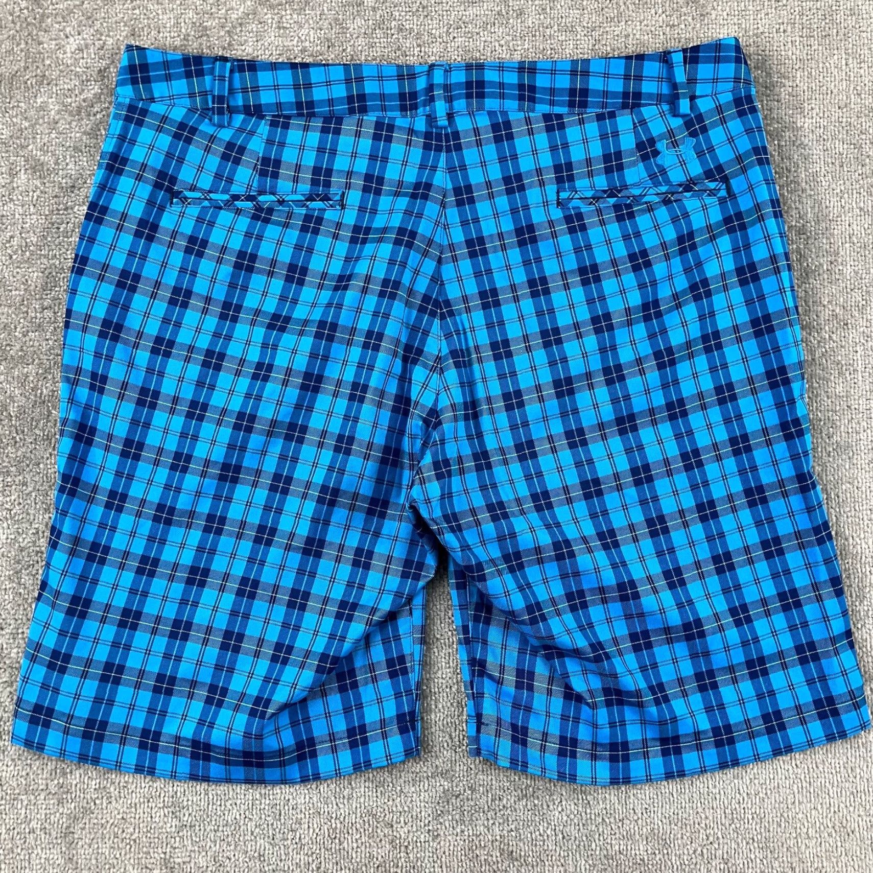 Under Armour Under Armour Shorts Mens Size 40 x 10" Blue Plaid Golf Performance Sport Stretch Size US 40 / EU 56 - 7 Thumbnail