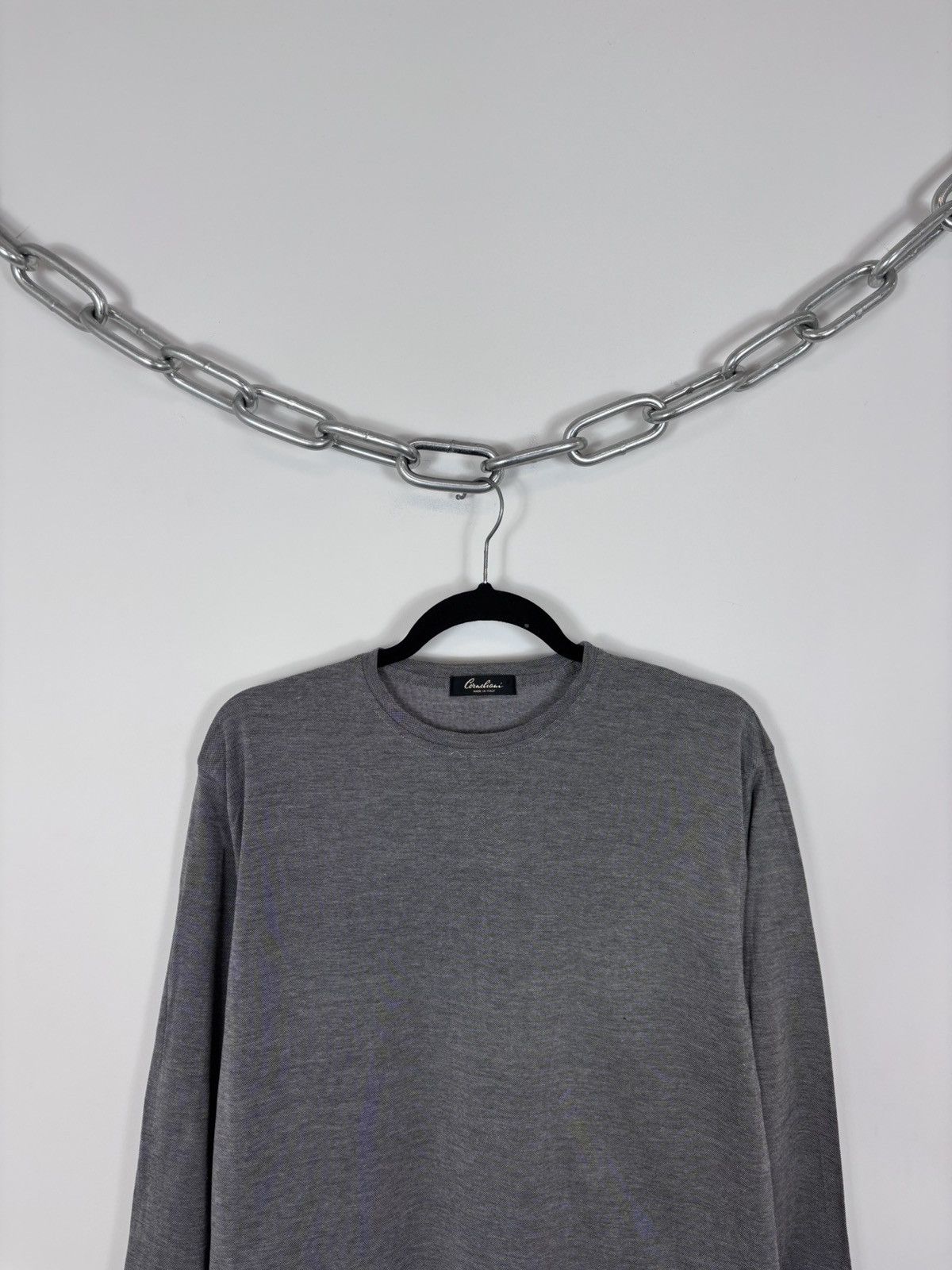 Corneliani Corneliani Men’s Pique Texture Gray Luxury Long Sleeve Tee Size US L / EU 52-54 / 3 - 2 Thumbnail