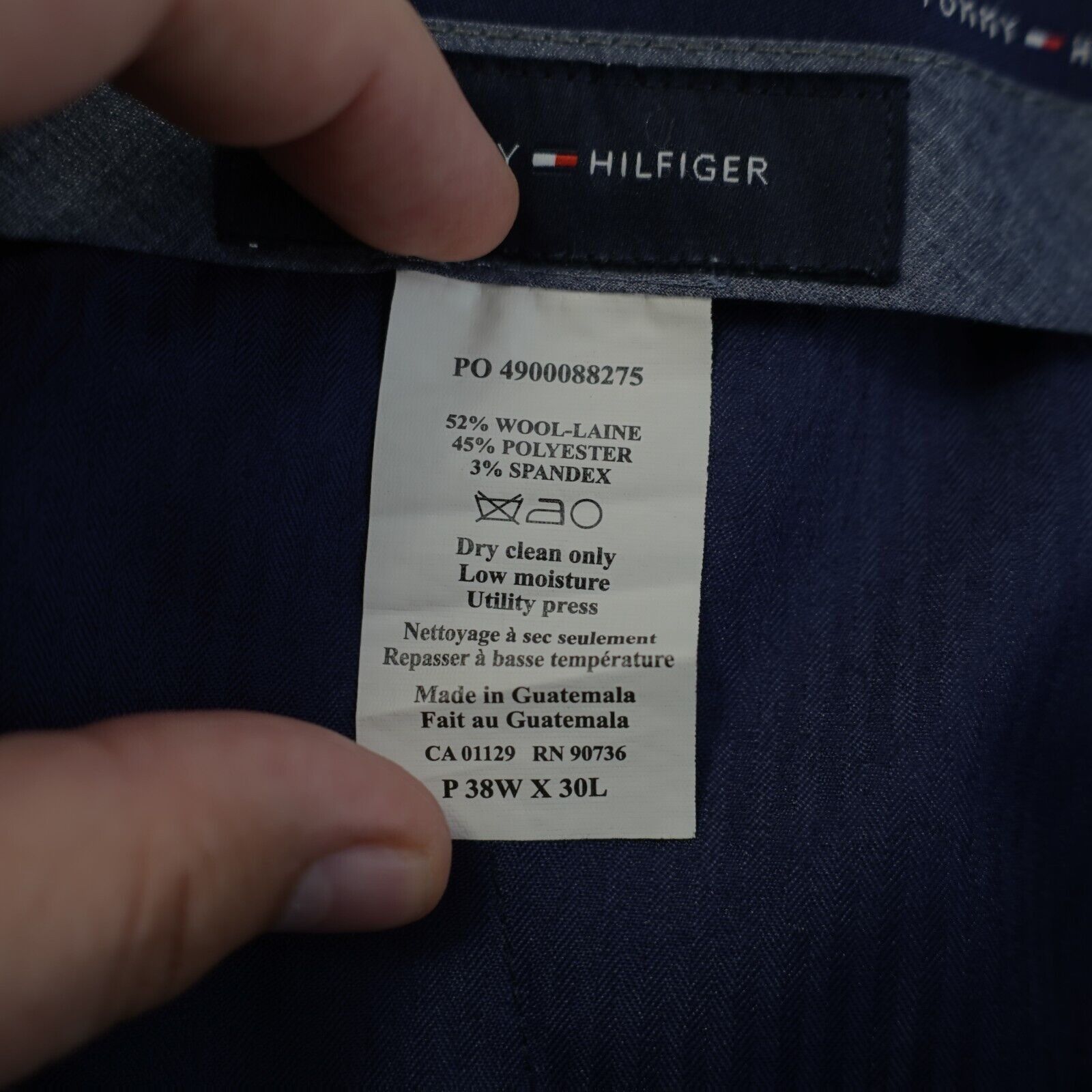 Tommy Hilfiger Tommy Hilfiger Blue Sharkskin Wool Blend Flat Front Dress Pa Size 38R - 6 Thumbnail