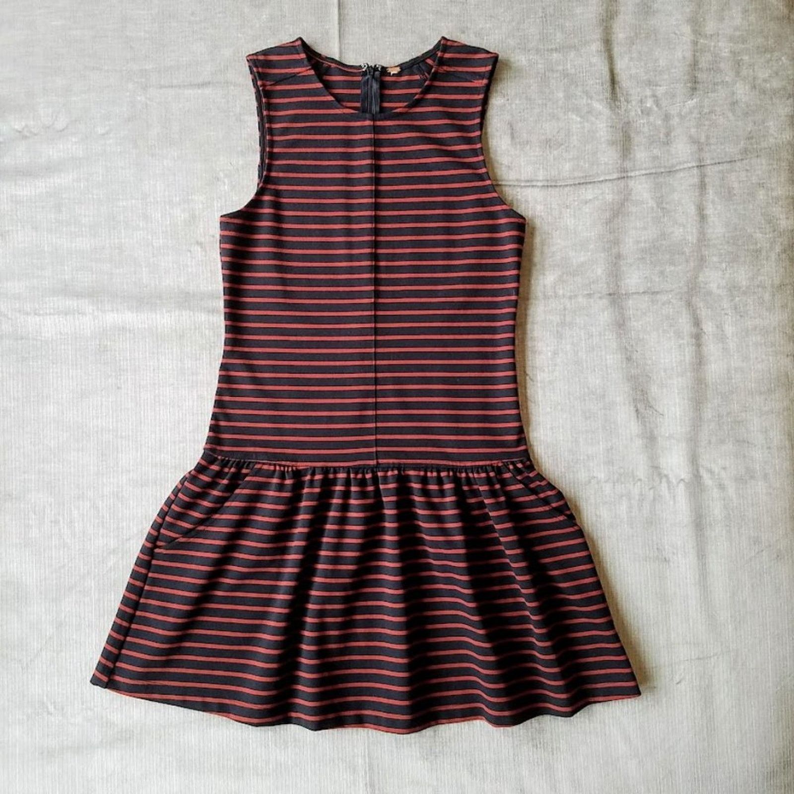 Free People Drop waist mini dress (S) red and navy stripes | sleeveless Size S / US 4 / IT 40 - 1 Thumbnail